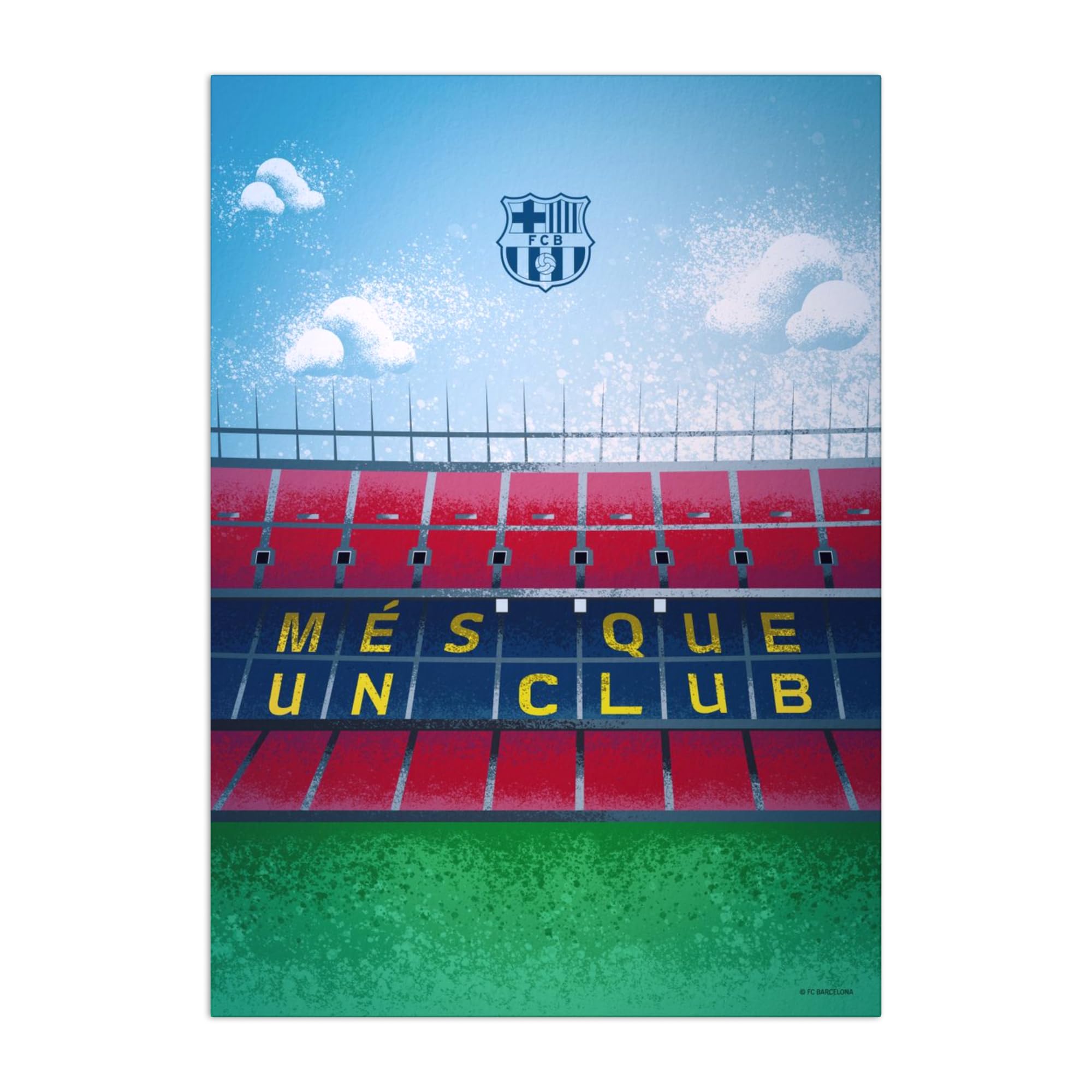 Displate - Poster in metallo – montaggio magnetico – FC Barcelona – Camp Nou Illustrated – Mes que un Club tribune – Dimensione M – 32 x 45 cm opaco