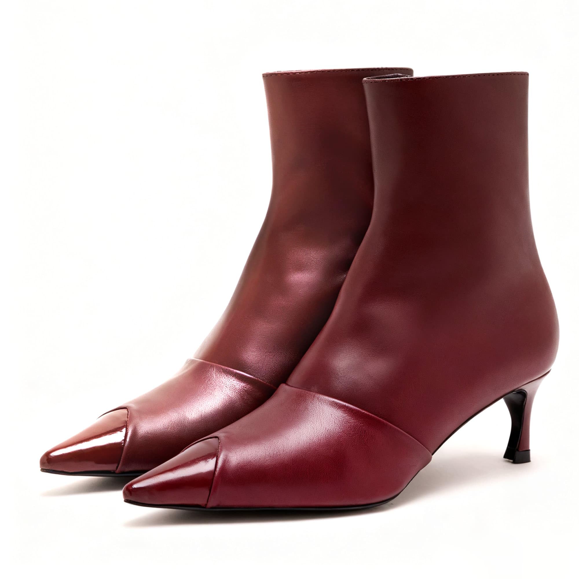 Womens Pointed Tonal Cap Toe Booties Kitten Heel Ankle Boots with Back Zipper Formal Daily Casual Short Boot