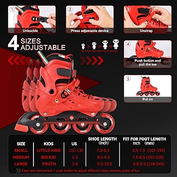 Adjustable Toddler Kids Inline Skates for Boys Girls Beginners