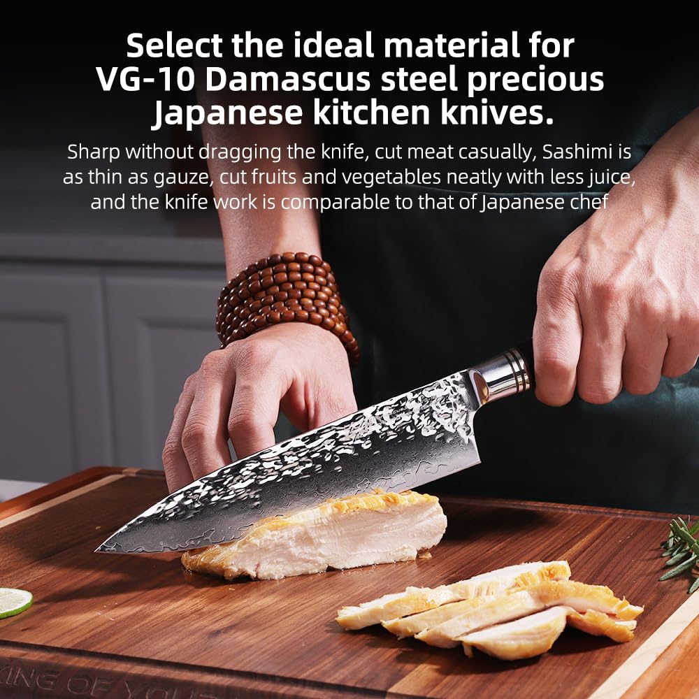 FINDKING Cuchillo de Chef Damasco 19 cm, VG-10, Estilo Japonés