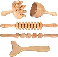 Komogir 5-in-1 Wood Therapy Massage Tools Kit - Maderoterapia Lymphatic Drainage Massager for Cellulite, Muscle Relief & Body Sculpting