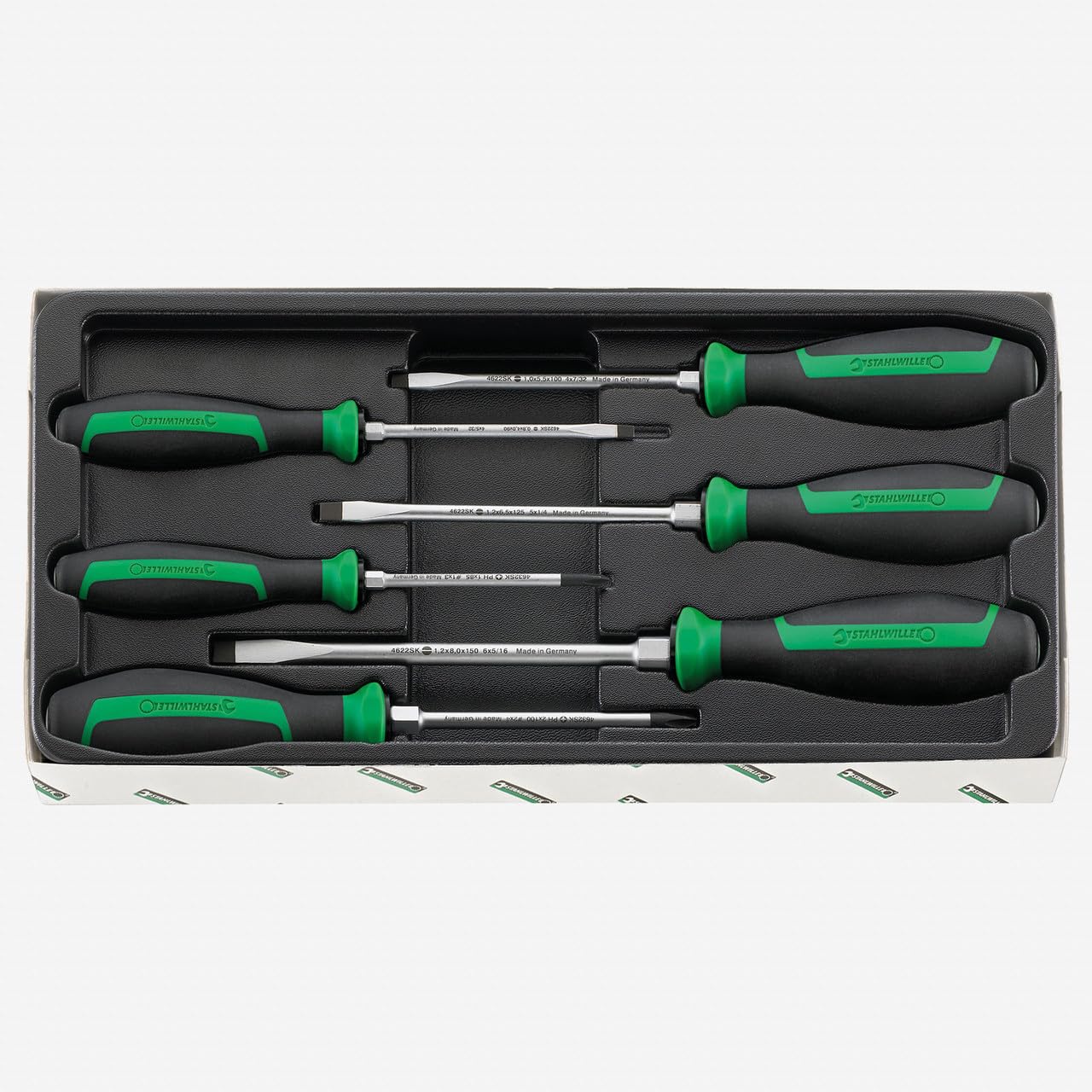 STAHLWILLE Schraubendreher-Set 6-teilig mit Schlagkappe -Schlitz und PH | Schlitzschraubendreher und Kreuzschlitzschraubendreher (PH) mit ergonomischen 2K-Griffen - Made in Germany