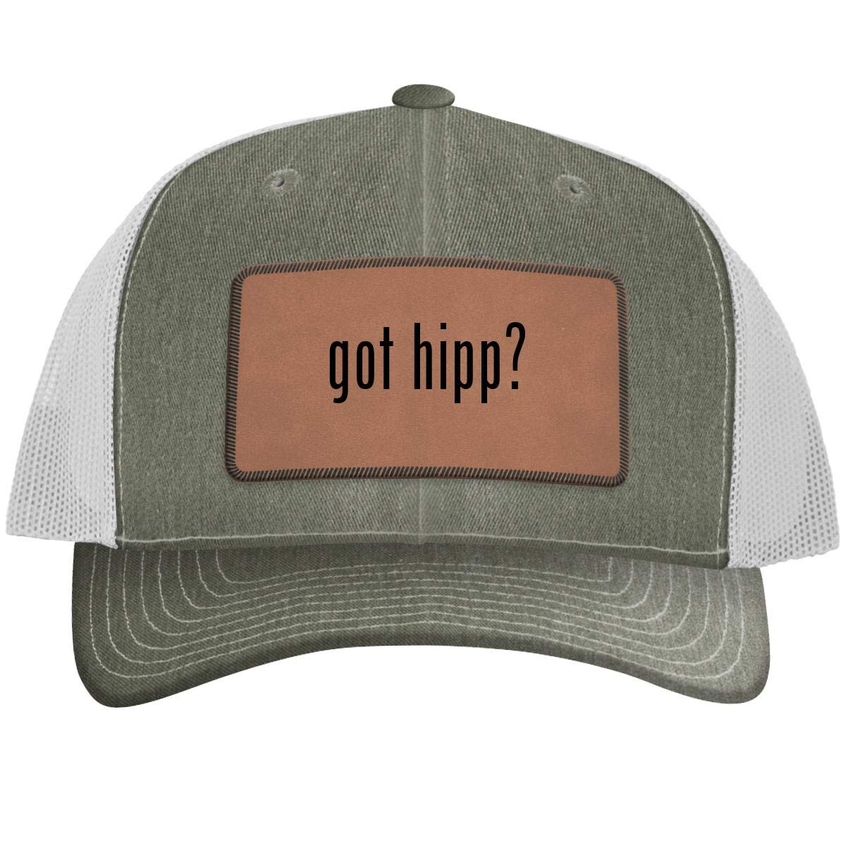 One Legging it Around got Hipp? - Leather Dark Brown Patch Engraved Trucker Hat