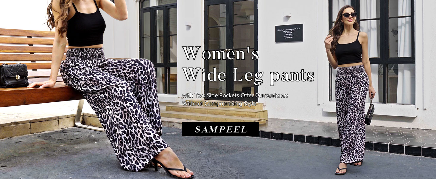 Sampeel Wide Leg Linen Pants Woman Palazzo Trousers for Women with