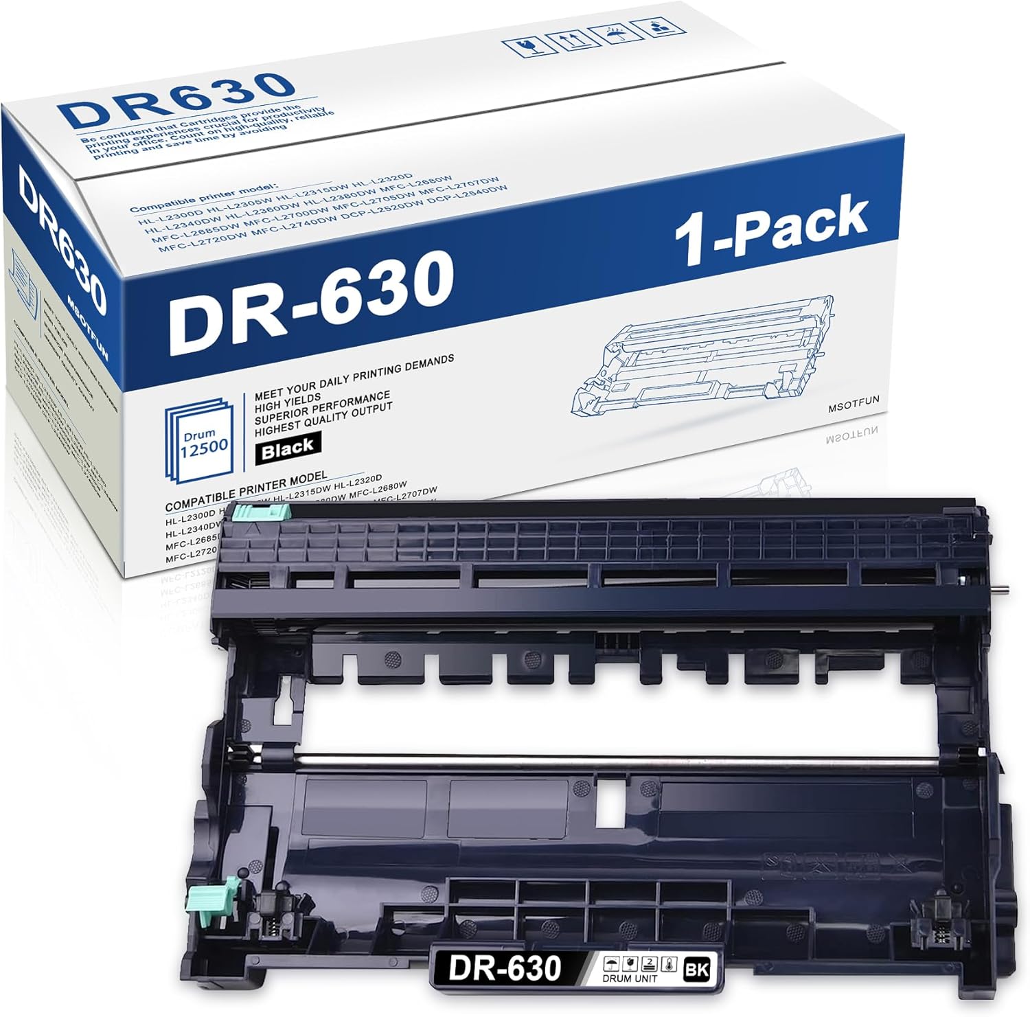 DR-630 Black Drum Unit 1-Pack Compatible DR630 Drum Replacement for Brother DR-630 DR630 HL-L2300D L2305W L2315DW L2320D L2340DW L2360DW L2380DW MFC-L2680W L2685DW L2707DW L2720DW L2540DW Printer