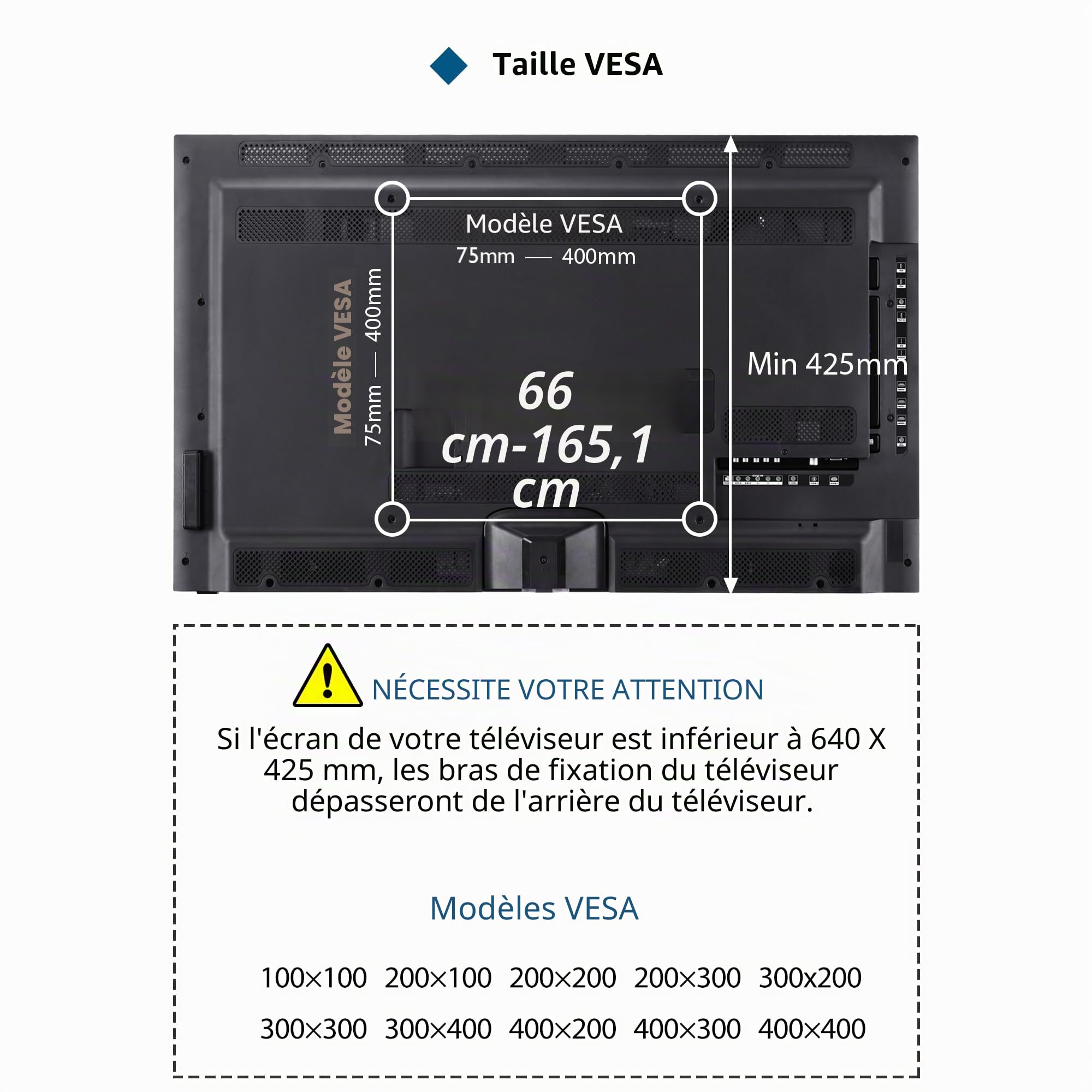 BONTEC support TV plafond universel inclinable pour écrans 26-65 pouces, charge 45 kg, rotatif 360°, hauteur réglable 73-98 cm, VESA 100x100-400x400, gain de place, gestion câbles, installation simple