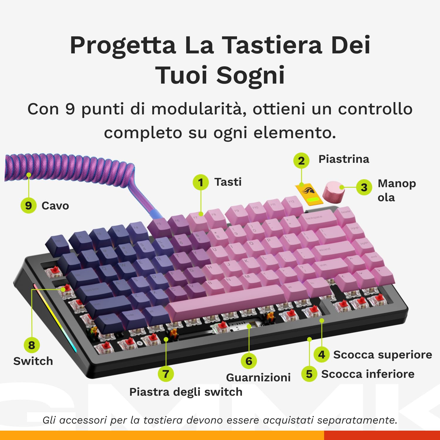 GLORIOUS Gaming GMMK 3 PRO HE: tastiera Rapid Trigger, Hall Effect, scocca alluminio modulare, polling 8K, switch hot swap MX e magnetici, guarnizioni modulari, TKL 75%, QWERTY inglese - Layout
