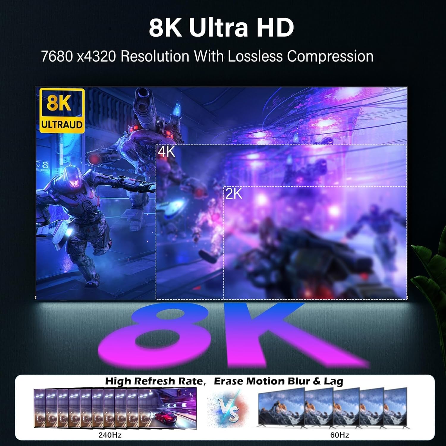 Cavo DisplayPort 1.4 certificato VESA 8K, 32,4 Gbps, ad alta velocità 8K a 60 Hz, 4K a 144 Hz, 2K a 240 Hz, HBR3 HDCP HDR, cavo DP intrecciato per monitor da gioco, grafica PC, TV, 25 cravatte+2