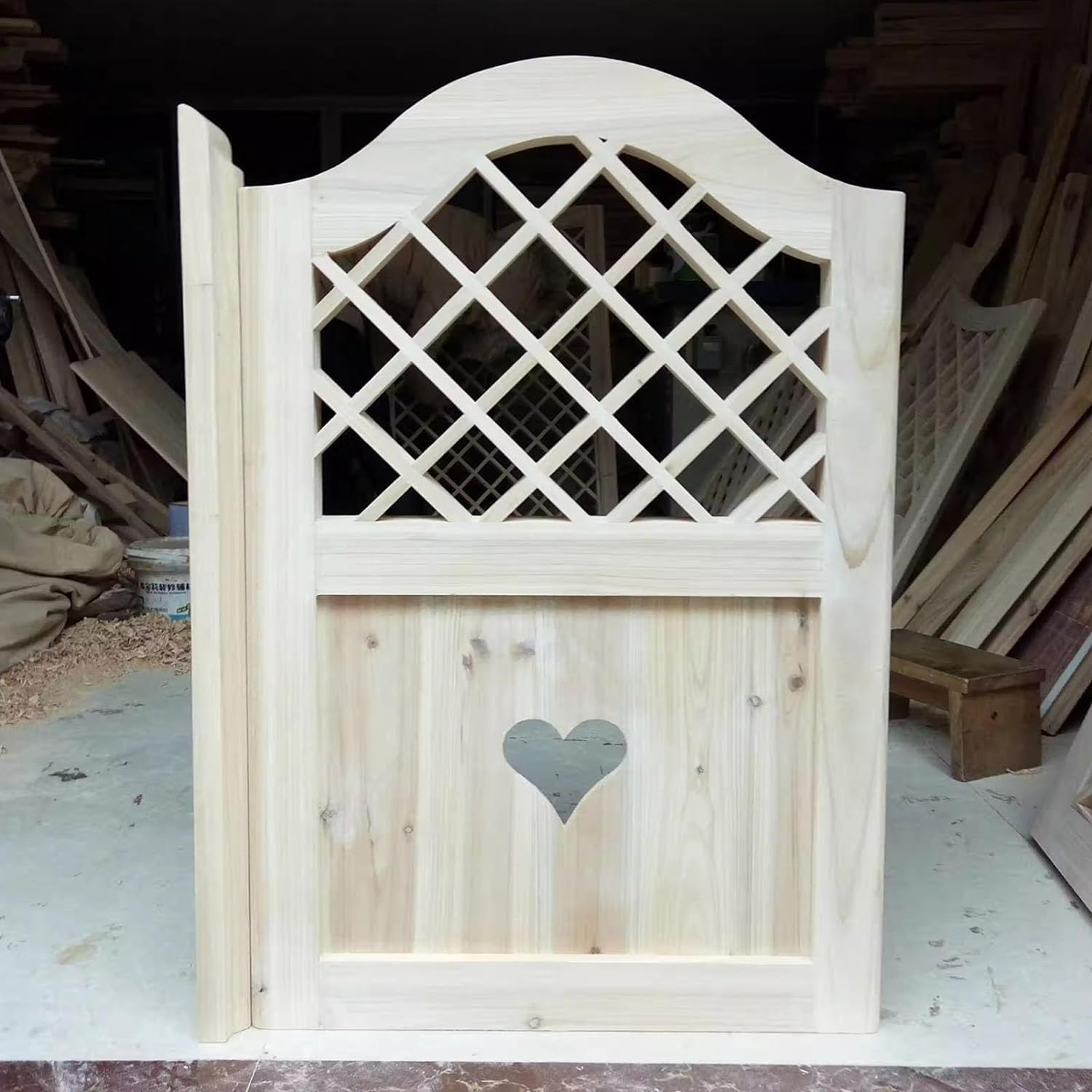 HHOZsafety Unfinished Swing Doors Paintable, Bar Swinging Doors, Single Panel Cafe Door Gate, Solid Wood Half Waist Doors(W80xH90cm(31 1/2" x35 3/8"))