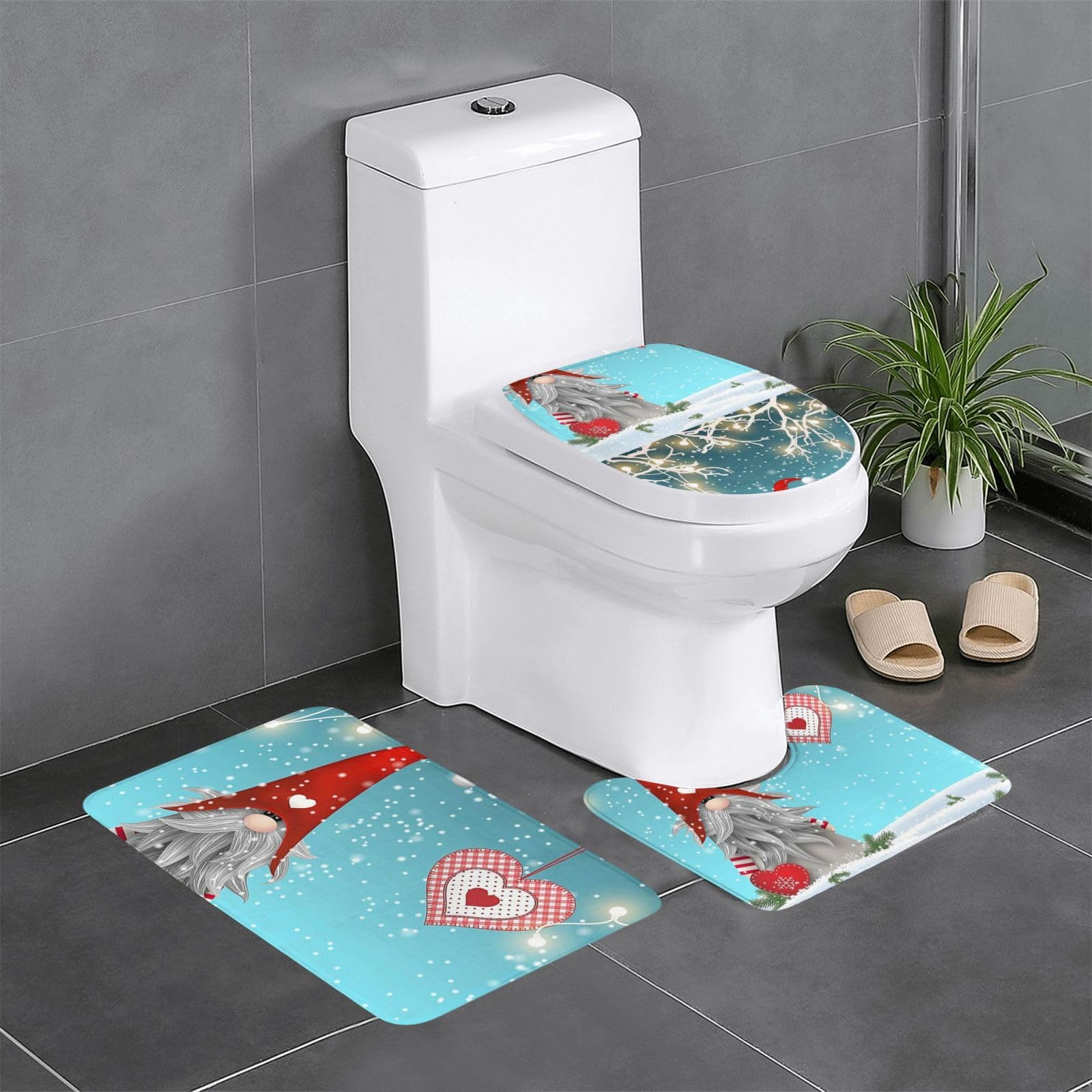 Tapis de sol antidérapant Noël motif nain 61x40,6cm lot de 3