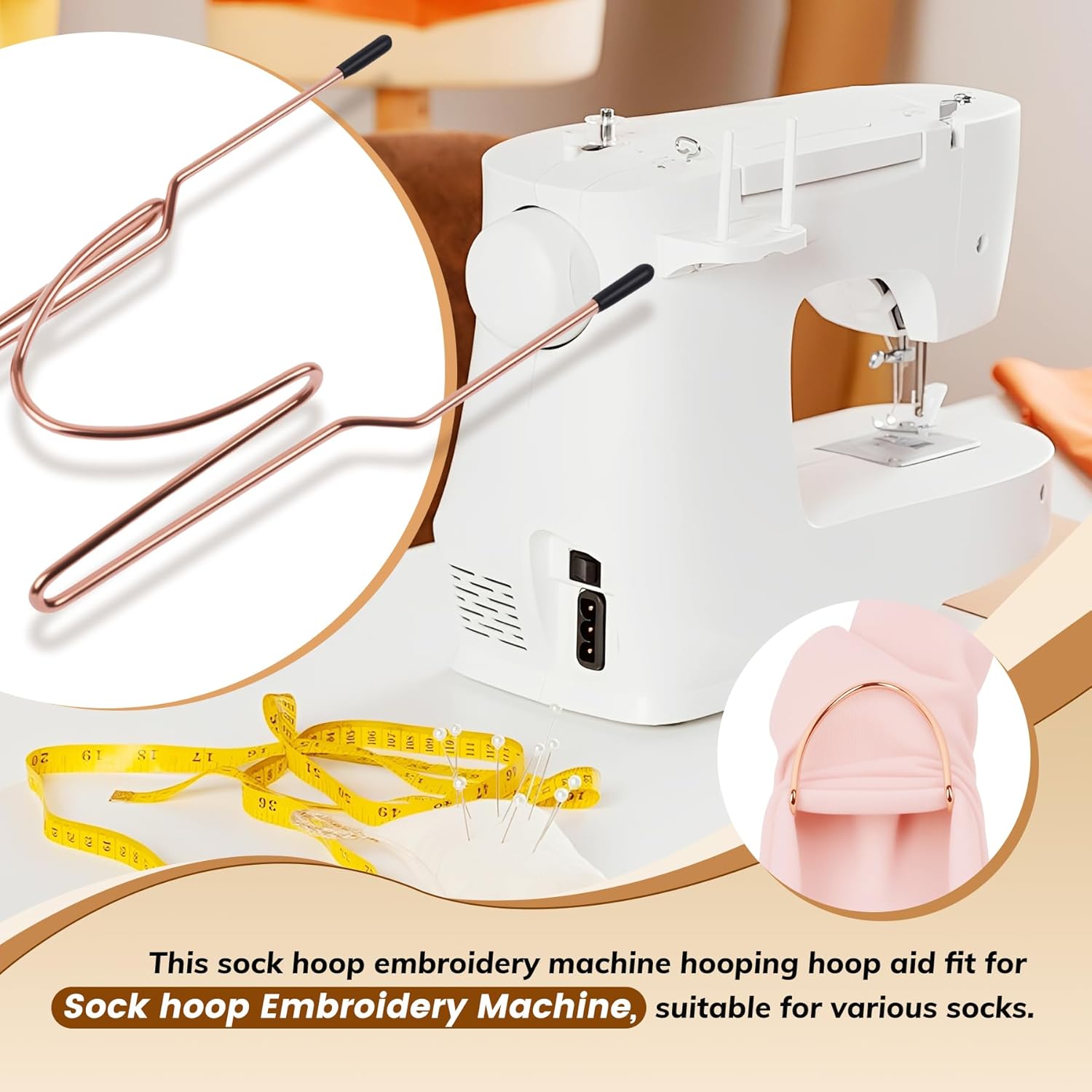 Zorqon Sock Hoop Embroidery Machine Hooping Hoop Aid/Hoops, Fit for Embroidery Machine, 2* Adults and 1*Kids