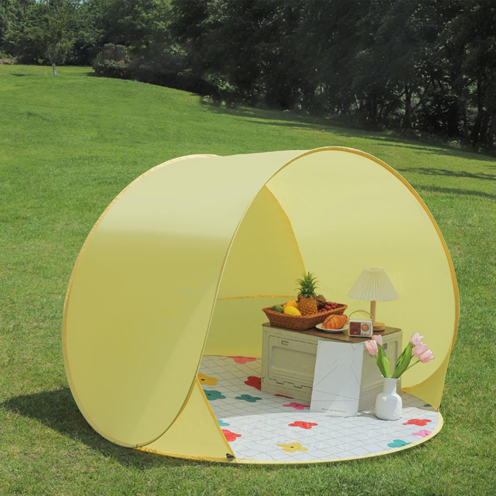 Ombra Da Spiaggia Portatile Telo Protettivo Traspirante Spazioso | Tenda Pieghevole Automatica per Spiaggia Per Bambini Campeggio All'Aperto Giochi Picnic Giardino Piscina Famiglia
