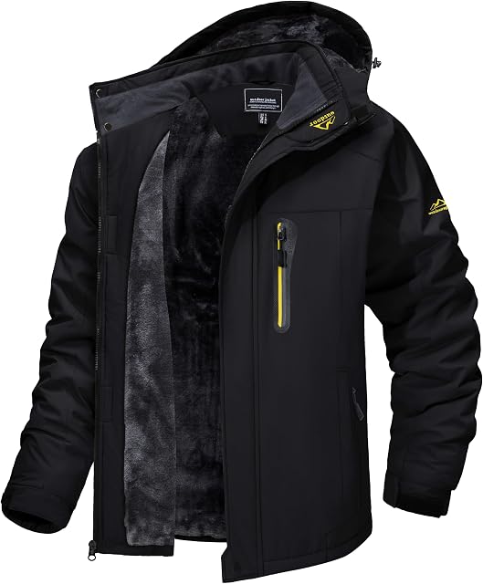 TACVASEN Men's Waterproof Fleece Liner Winter Coats Parka Mountain Windproof Warm Snow Ski Jacket with Multi-Pockets
