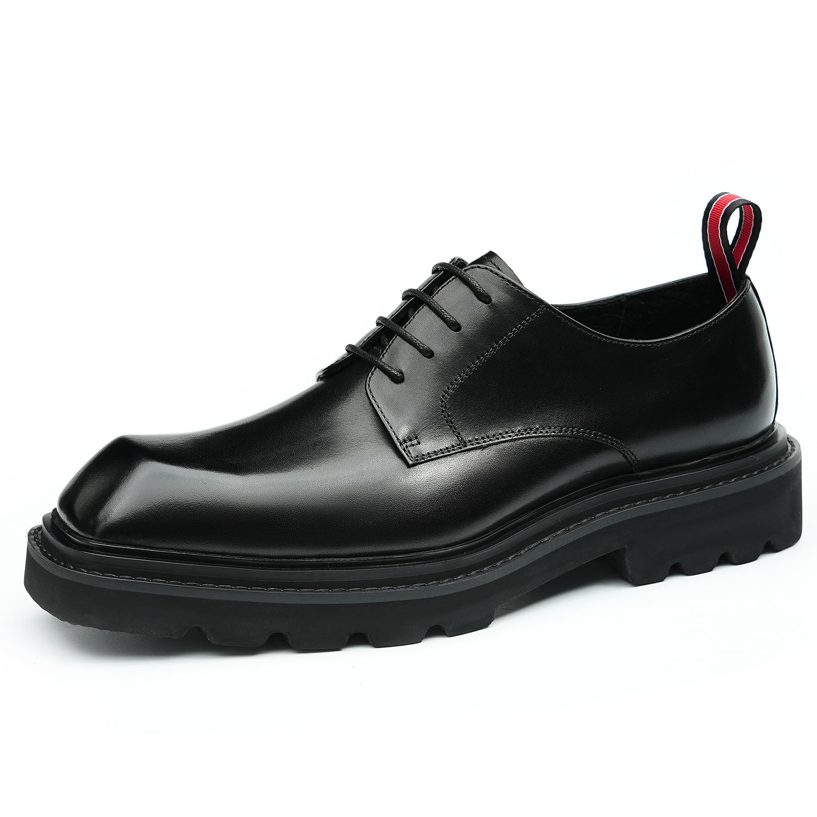 Derbys Punta Quadrata con Suola Spessa da Uomo Scarpe da Abito Affari Casuale