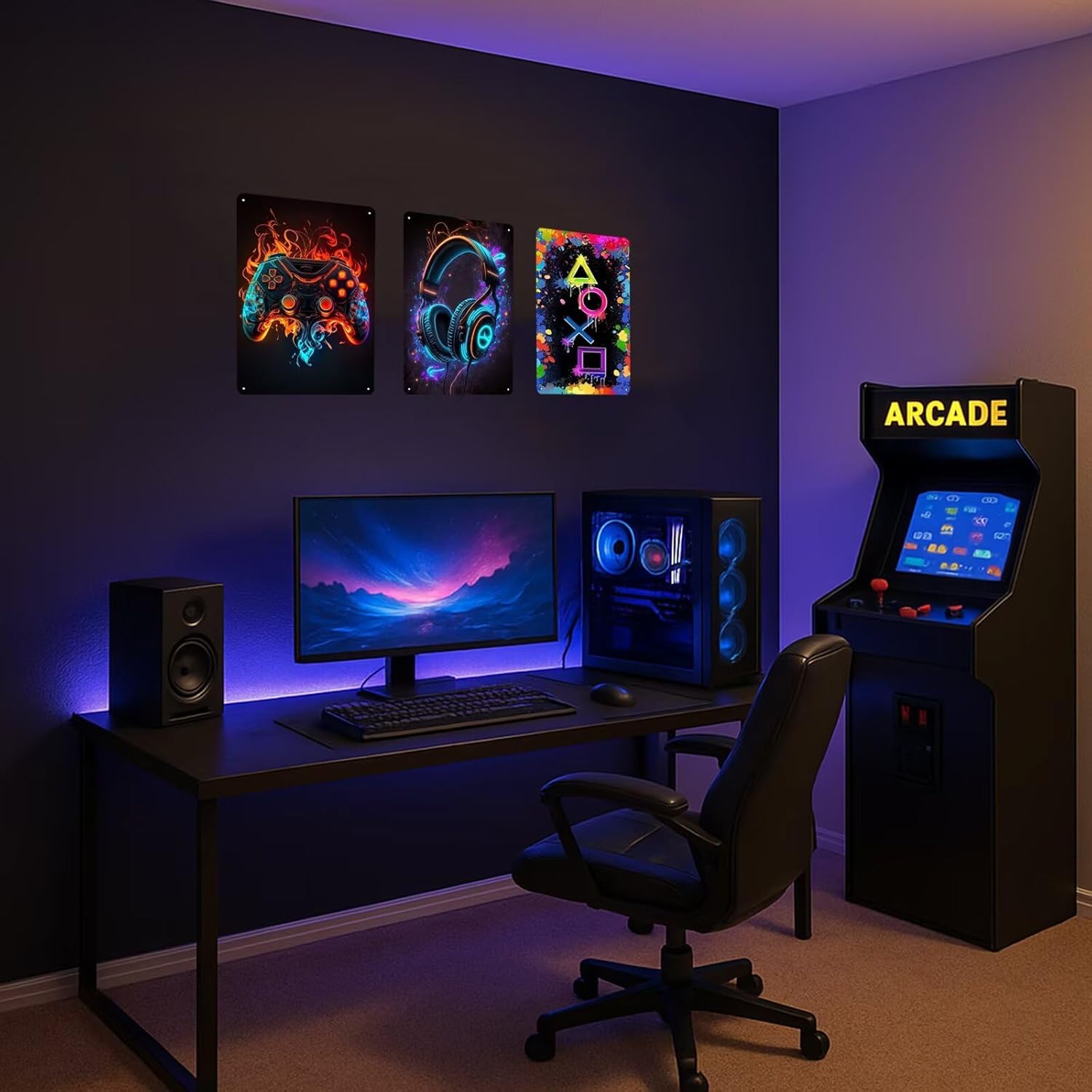 3 Pack Game Room Decor for Teen Boys Bedroom Gaming Room Accessories Stuff Cool Poster Gifts for Gamer Guys Metal Signs Wall Decor - Image 2