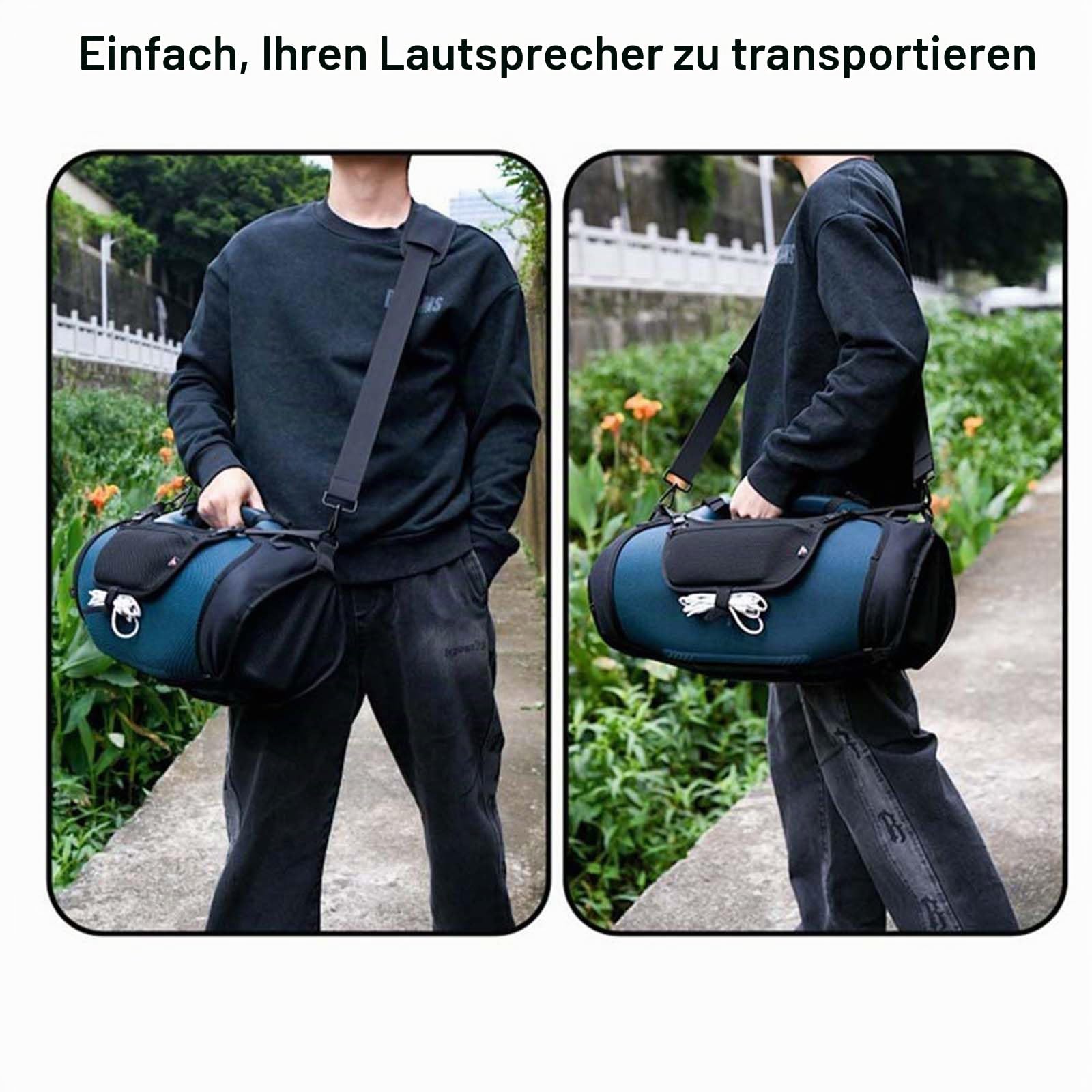 Tragbare Schutzhülle kompatibel mit JBL Boombox 4, Netz-Nylon-Abdeckung, Schultergurt, Schlinge mit Front-Pounch, Outdoor-Lautsprecher-Zubehör