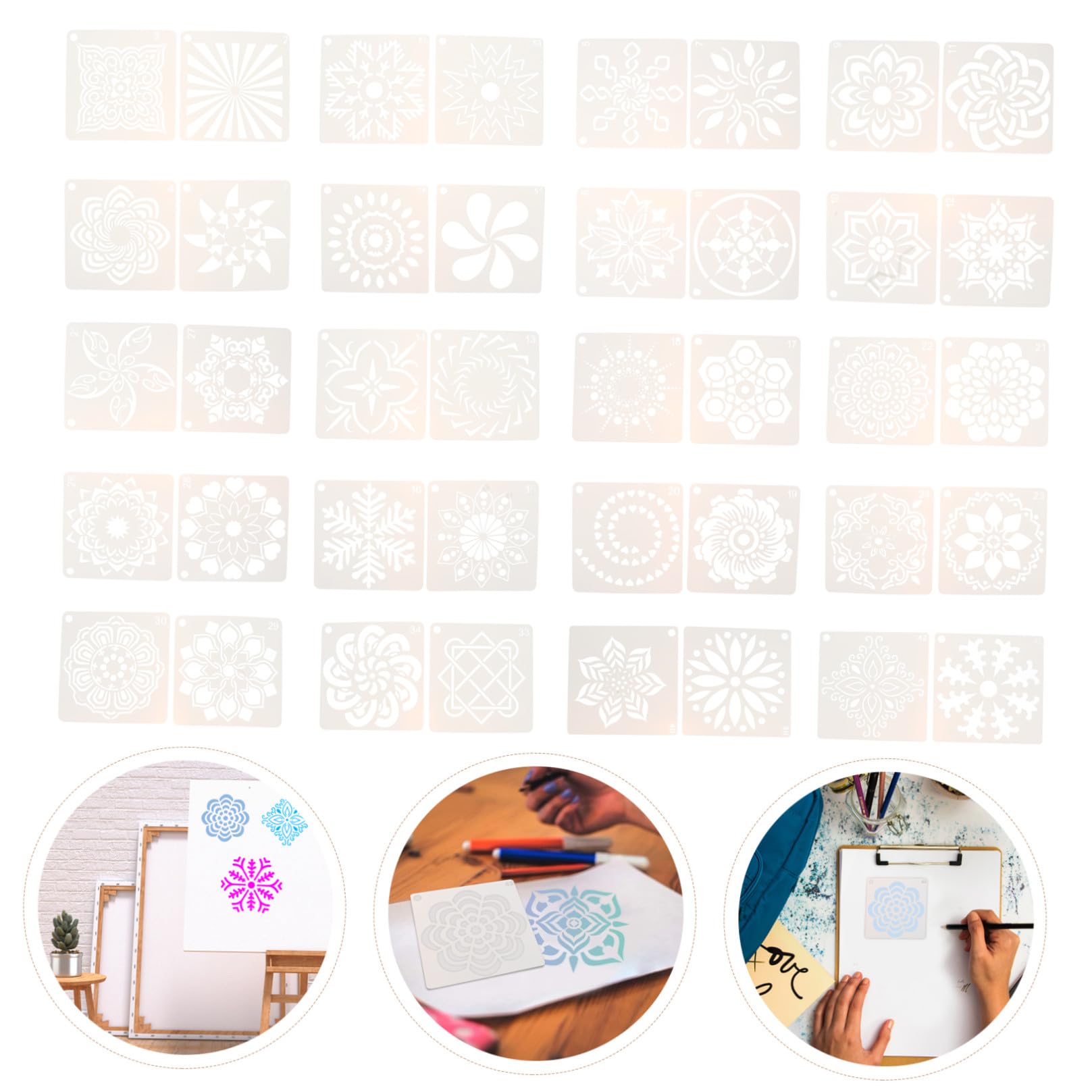 SHINEOFI 3 Set Modello Mandala Stencil Mandala Riutilizzabile Punto Artista Pieces Stencil per Pittura Stencil da Disegno per Modello per Lo Stampaggio Plastica Bianca 56 Pezzi * 3