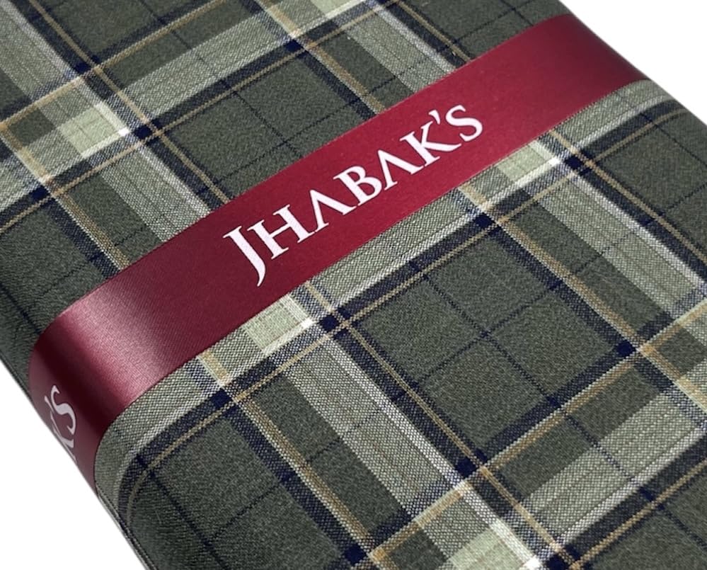 Image of JHABAK'S Cotton Blend Unstitched Checkered Fabric for Men - 2.35m Shirt Piece / 3m Kurta Piece - Width 36 Inches