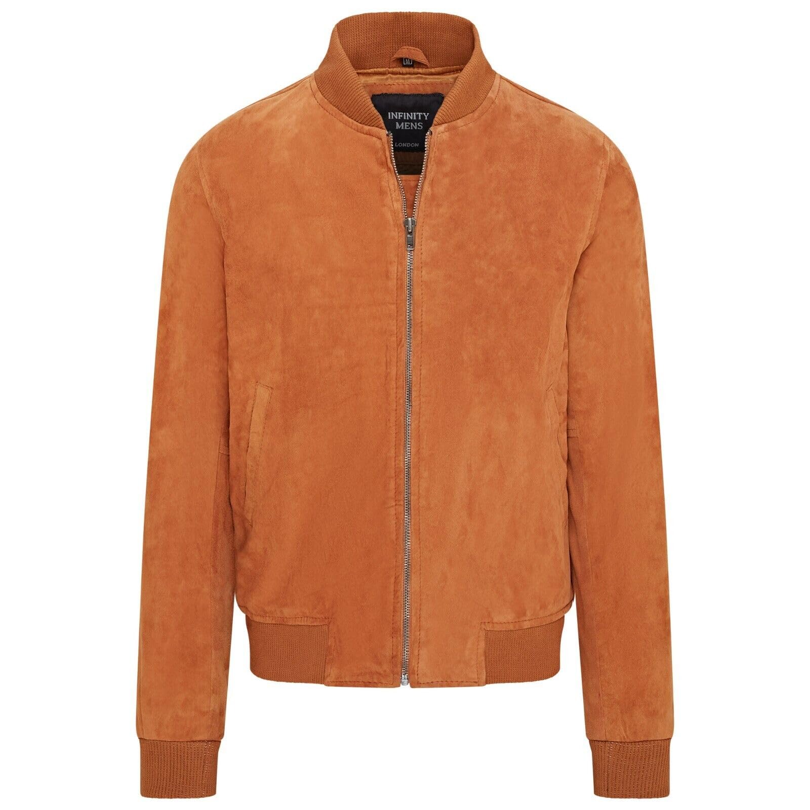 Infinity Leather Mens Tan Soft Goat Suede MA-1 Varsity Bomber Jacket