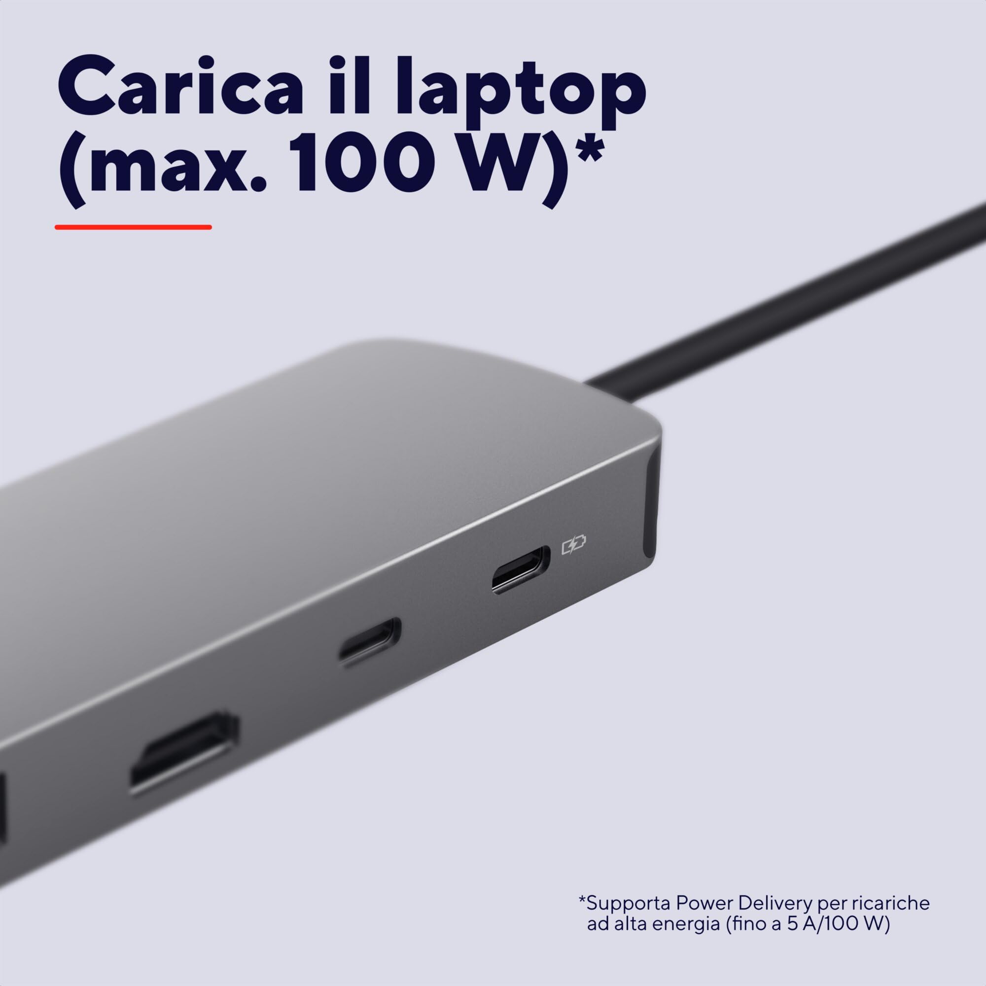 Trust Vylor Hub USB C 8-in-1 Adattatore HDMI 4K@60Hz, Gigabit Ethernet, Lettore di Schede MicroSD/SD, USB-C USB-A, Porta di Ricarica 100W, Docking Station PC Computer Portatili Dell HP MacBook