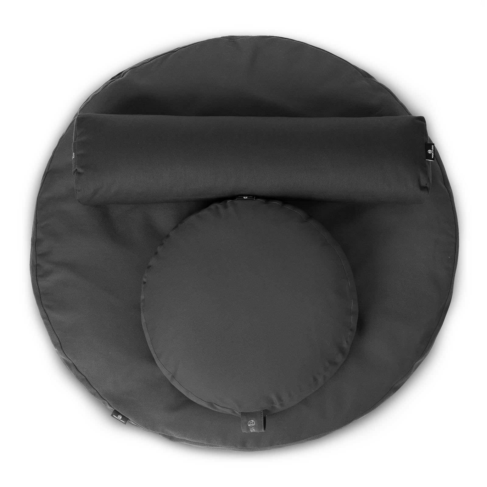 Yoga Studio Kit de cojín de meditación Zabuton orgánico redondo de la UE - Zafu y Pranayama (gris)