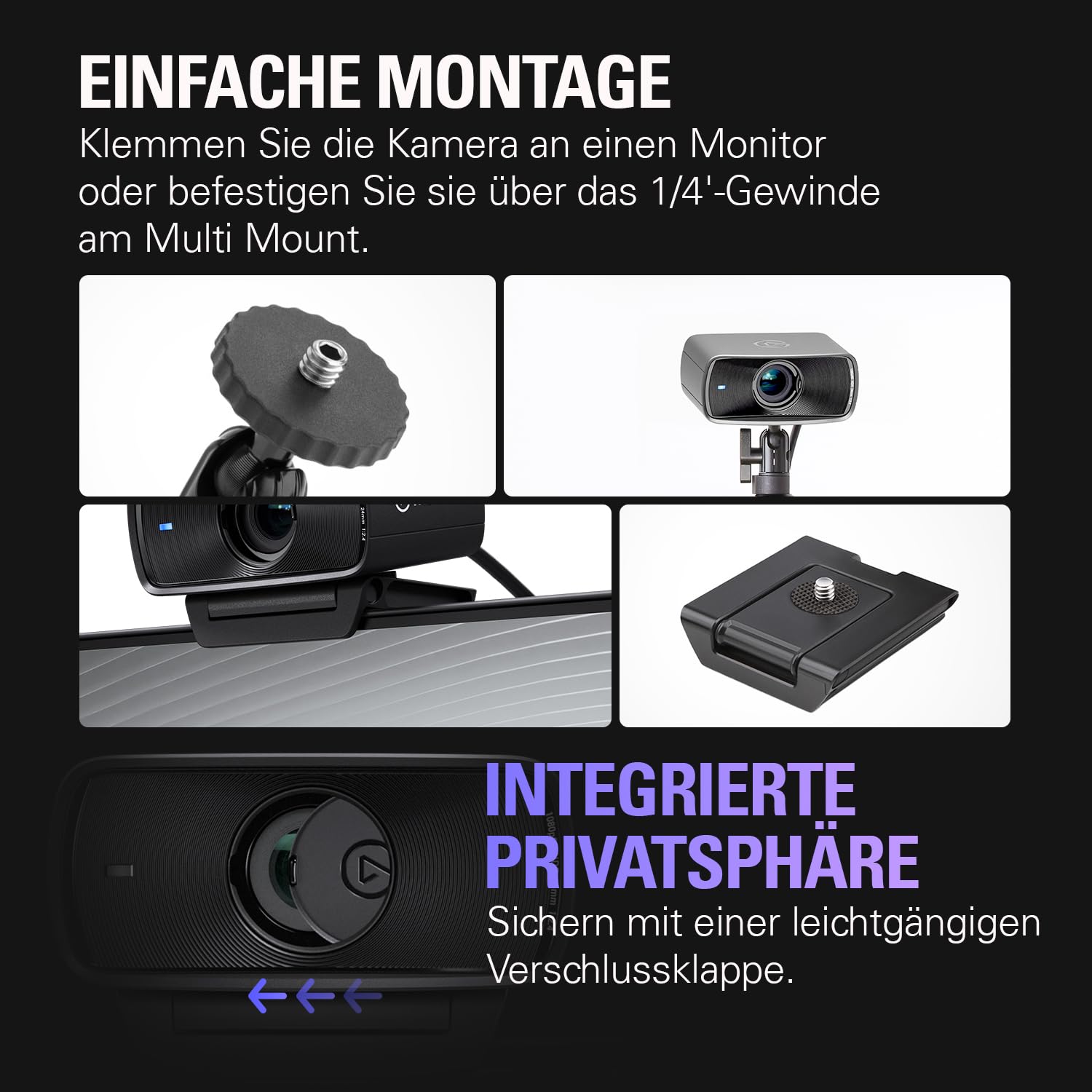 Elgato Facecam MK.2 – Erstklassige Full-HD-Webcam für Streaming, Gaming, Videokonferenzen, Aufnahme, HDR-fähig, Sony Sensor, Schwenken/Neigen/Zoomen – kompatibel mit OBS, Zoom, Teams etc., für PC/Mac