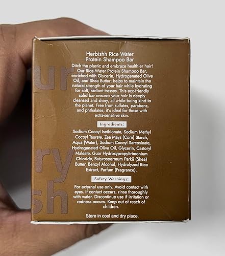 Miniatura 2 de Herbishh Barra de champú de agua de arroz para el crecimiento del cabello, fortalecimiento y nutrición, jabón sólido para adelgazar el cabello,