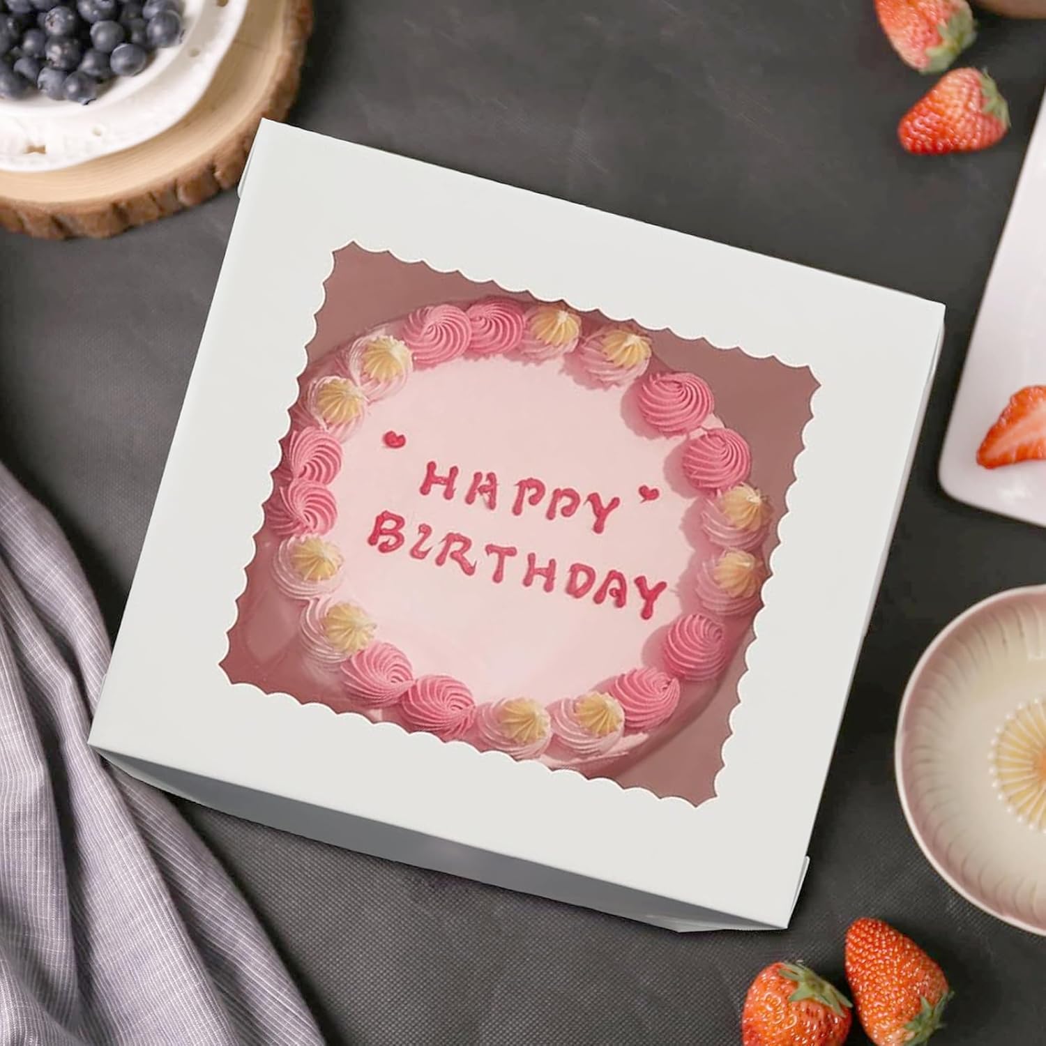 Scatole Per Torte 10x10x8 Pollici - Con Vaschette E Nastro, Ideali Per Pasticceri E Home Baking