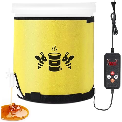 Bee Blanket Honey Heater 5 Gallon w/Bottom Heating Pad, Honey Warmer Bucket Heater w/Timers & Temperature Controller, Operates In 59-149℉, 100W 120V, Insulated Honey Pail Heater for Beekeeper