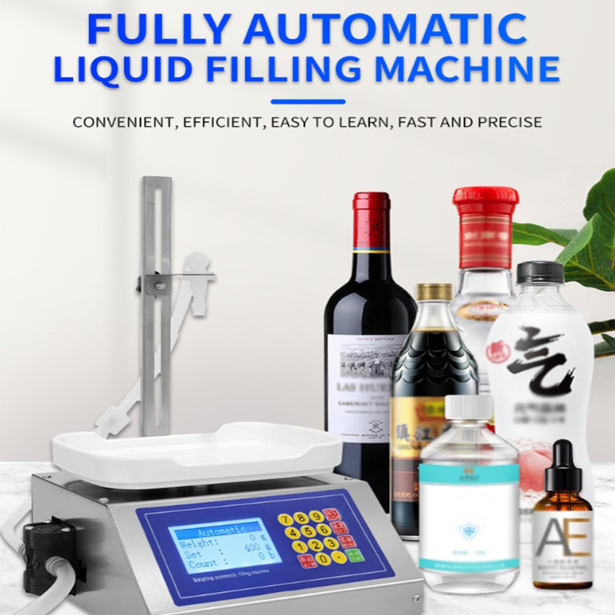 Máquina llenadora eléctrica, máquina llenadora con pesaje 10-3000g, máquina llenadora de líquidos, máquina llenadora CNC de Alta precisión para aceites Esenciales, líquidos, Bebidas