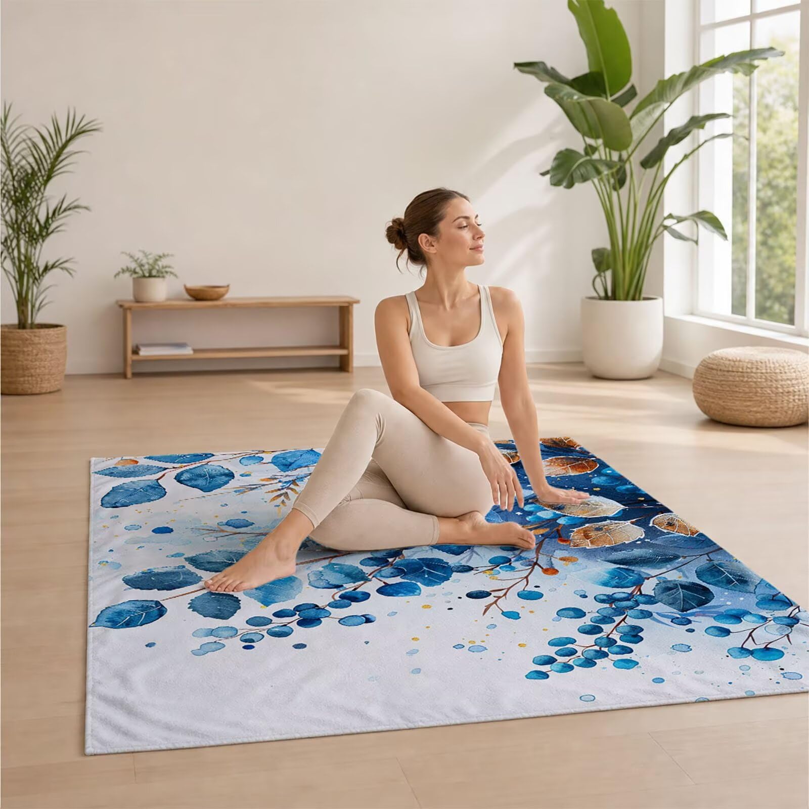 Azul Toalla Playa 160x220 Resistente a la Arena Secado rápido Ligero, Toalla Playa Grande 220 x 160cm Suave Cómodo como Gym Yoga Sauna Toallas Baño Grandes Exterior Travel Essentials Flor XTLS-3637