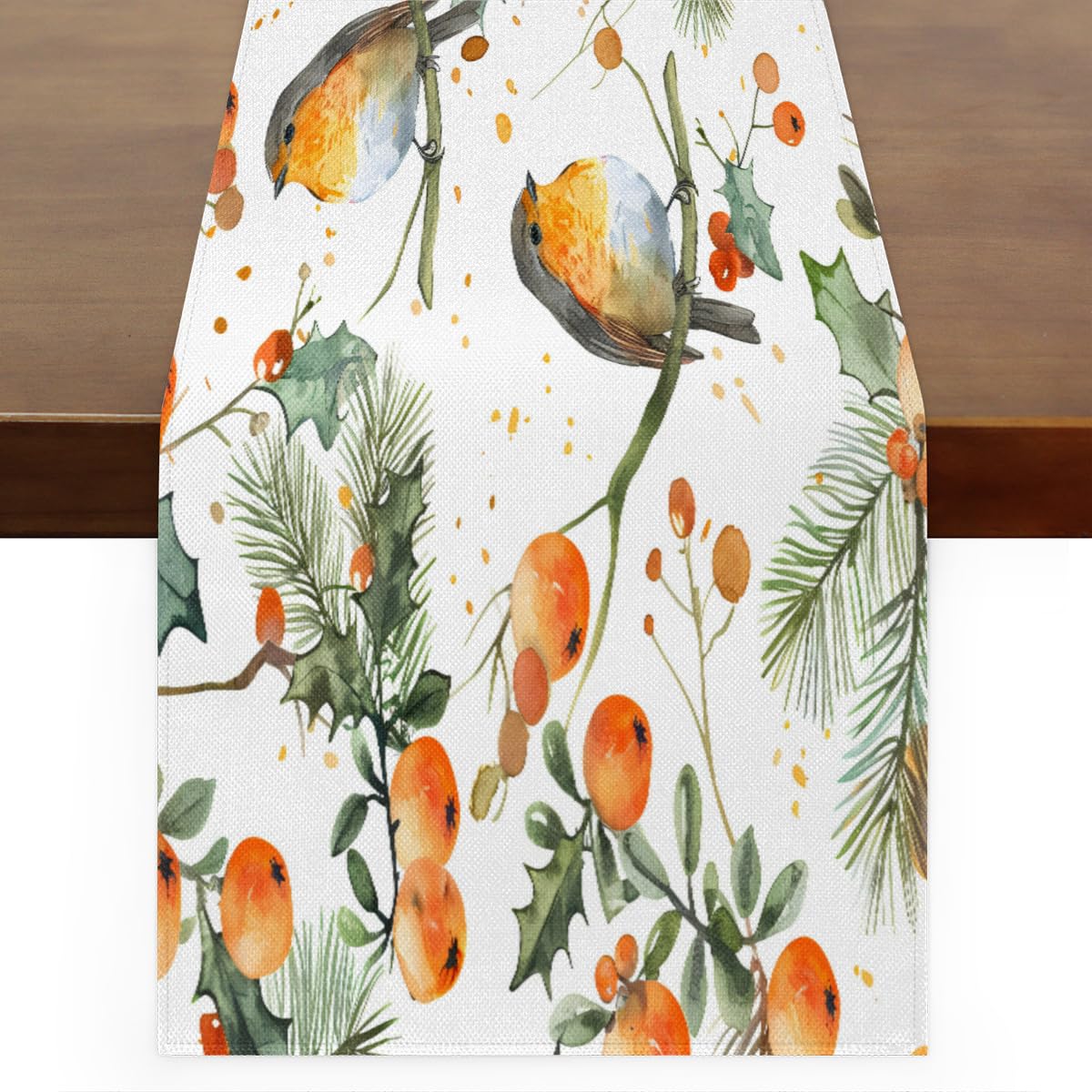 Chemin de table long 274,3 cm avec motifs oiseaux au design tendance et poétique