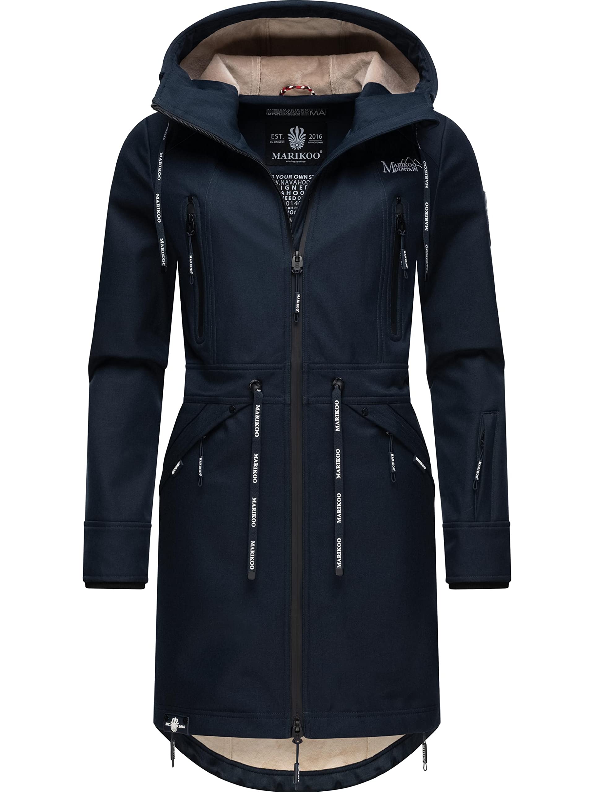 MARIKOO Damen wasserdichter Softshellmantel Racquellee mit Kapuze