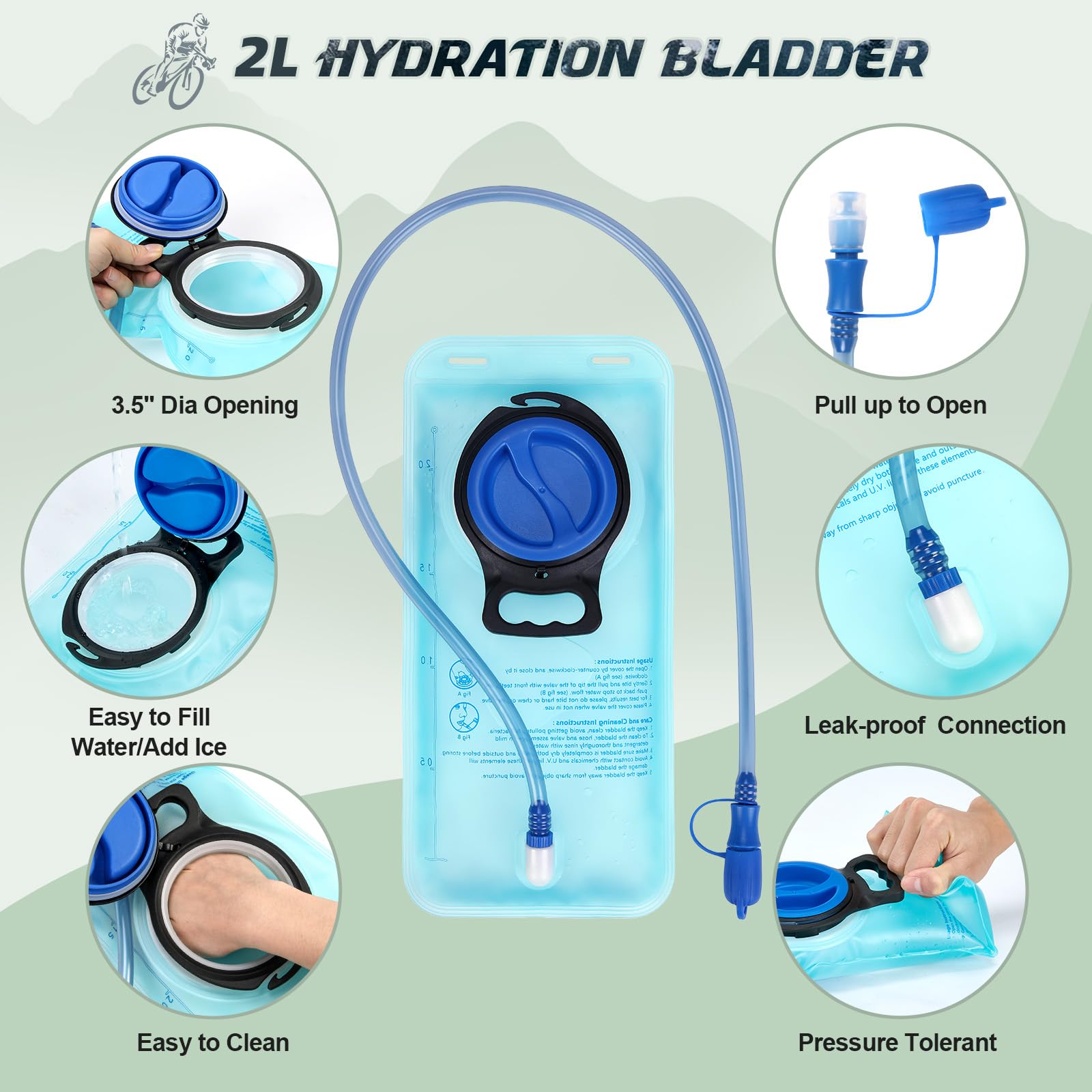 RAINSMORE Trinkrucksack mit 2L Trinkblase Leichter Wanderrucksack Rucksack mit Trinksystem für Herren Damen Fahrradrucksack Laufrucksack Hydration Rucksack zum Klettern Biken Bergsteigen