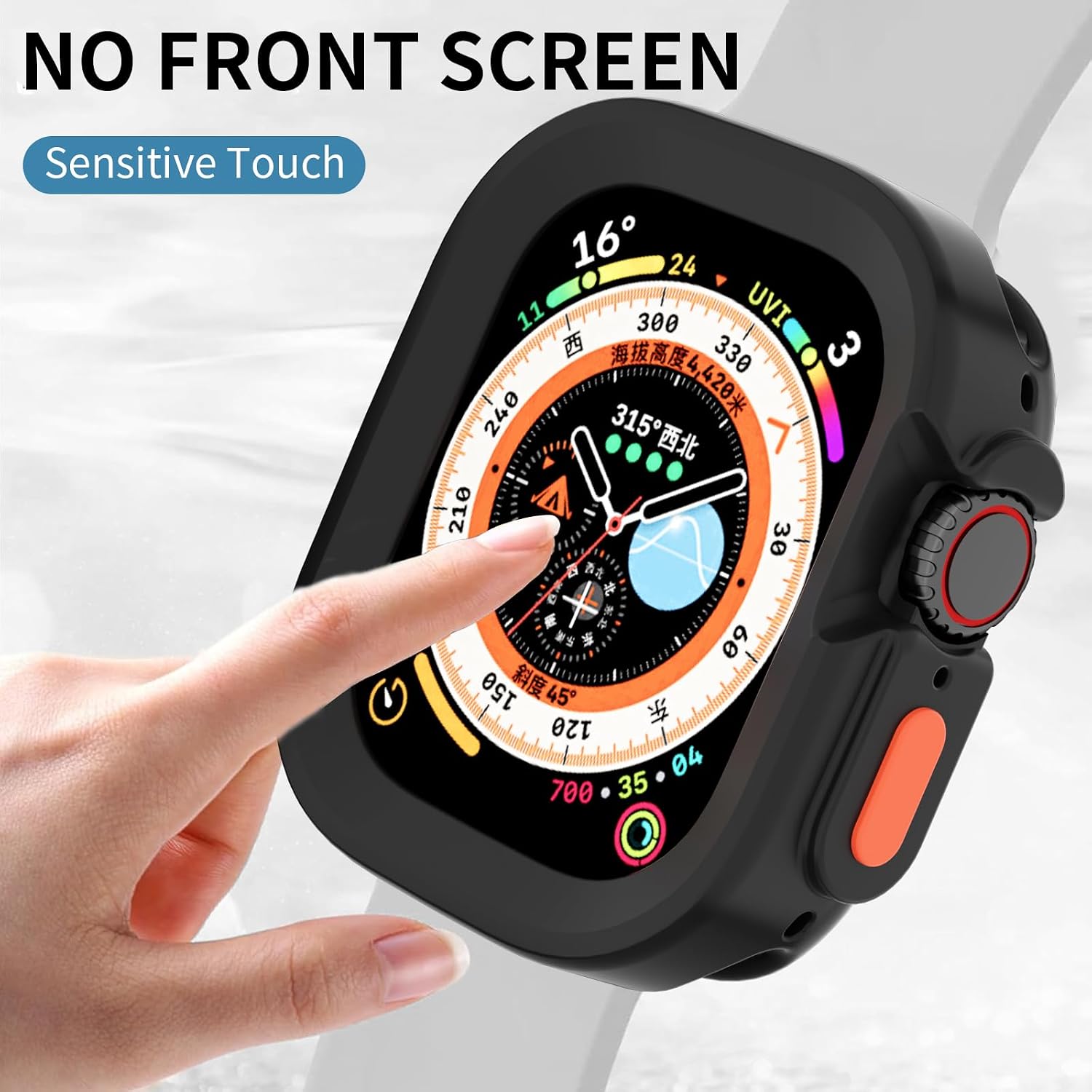 Slim Flexible TPU Shockproof Bumper Cover, Rugged Case for iWatch Apple Watch Ultra 2/3, Apple Watch Ultra 2 Case 49mm, Raised Edge Ultra Thin Full Protection Case, Black