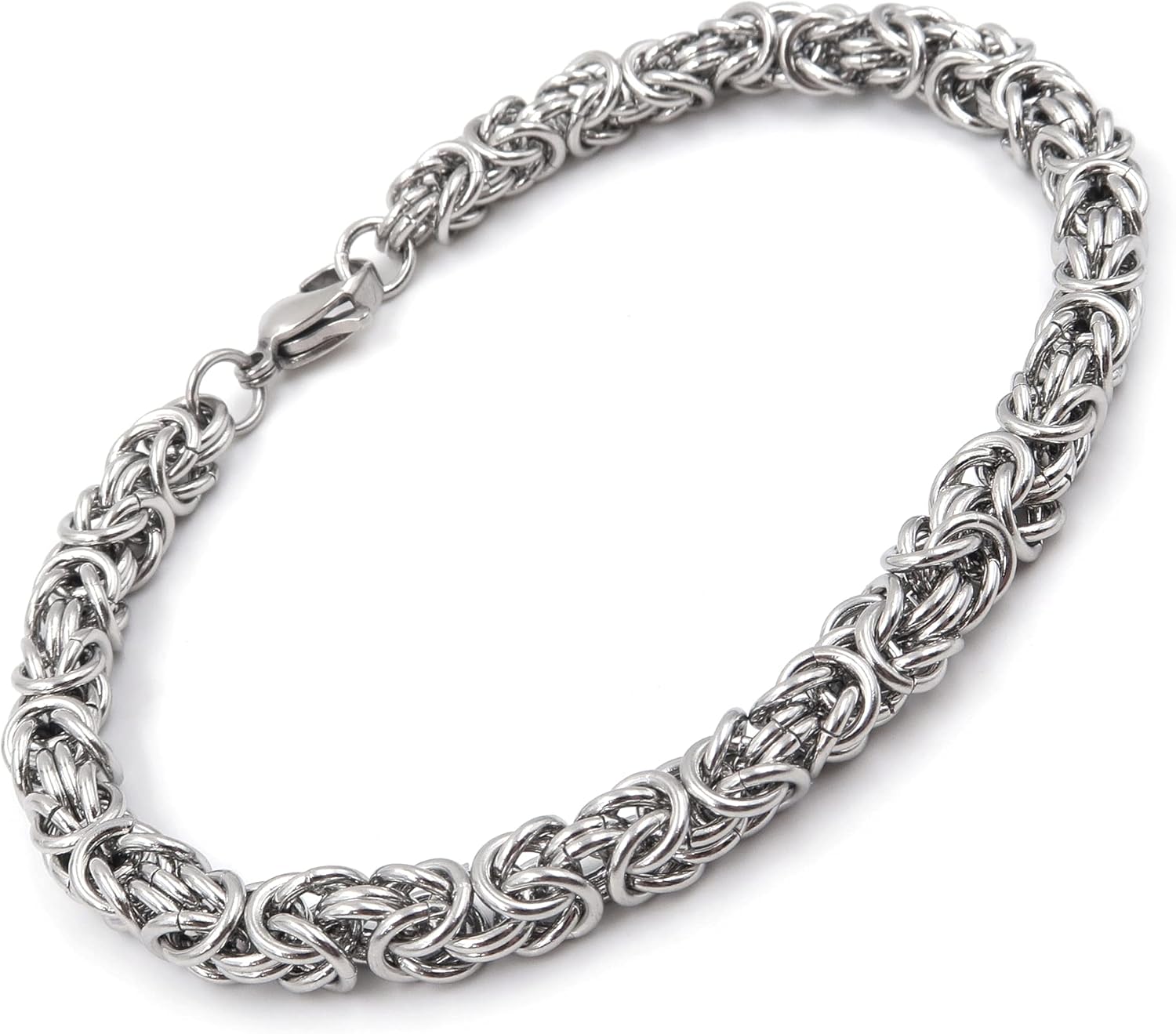 Steelmeup Stainless Steel Round Byzantine Chain Bracelet Unisex Men Women 6mm 7 8 9 Inches