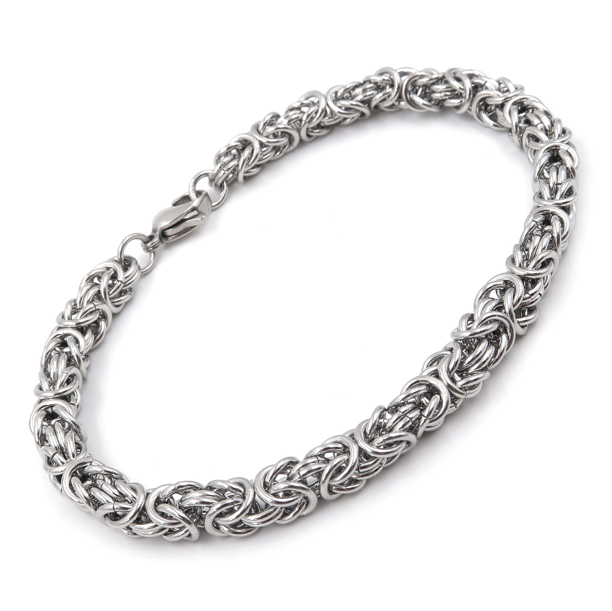 Steelmeup Stainless Steel Round Byzantine Chain Bracelet Unisex Men Women 6mm 7 8 9 Inches