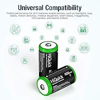 Vista 6 de HiQuick C Baterías recargables 5000mAh - 1.2V Ni-MH alta capacidad C tamaño baterías (paquete de 4)