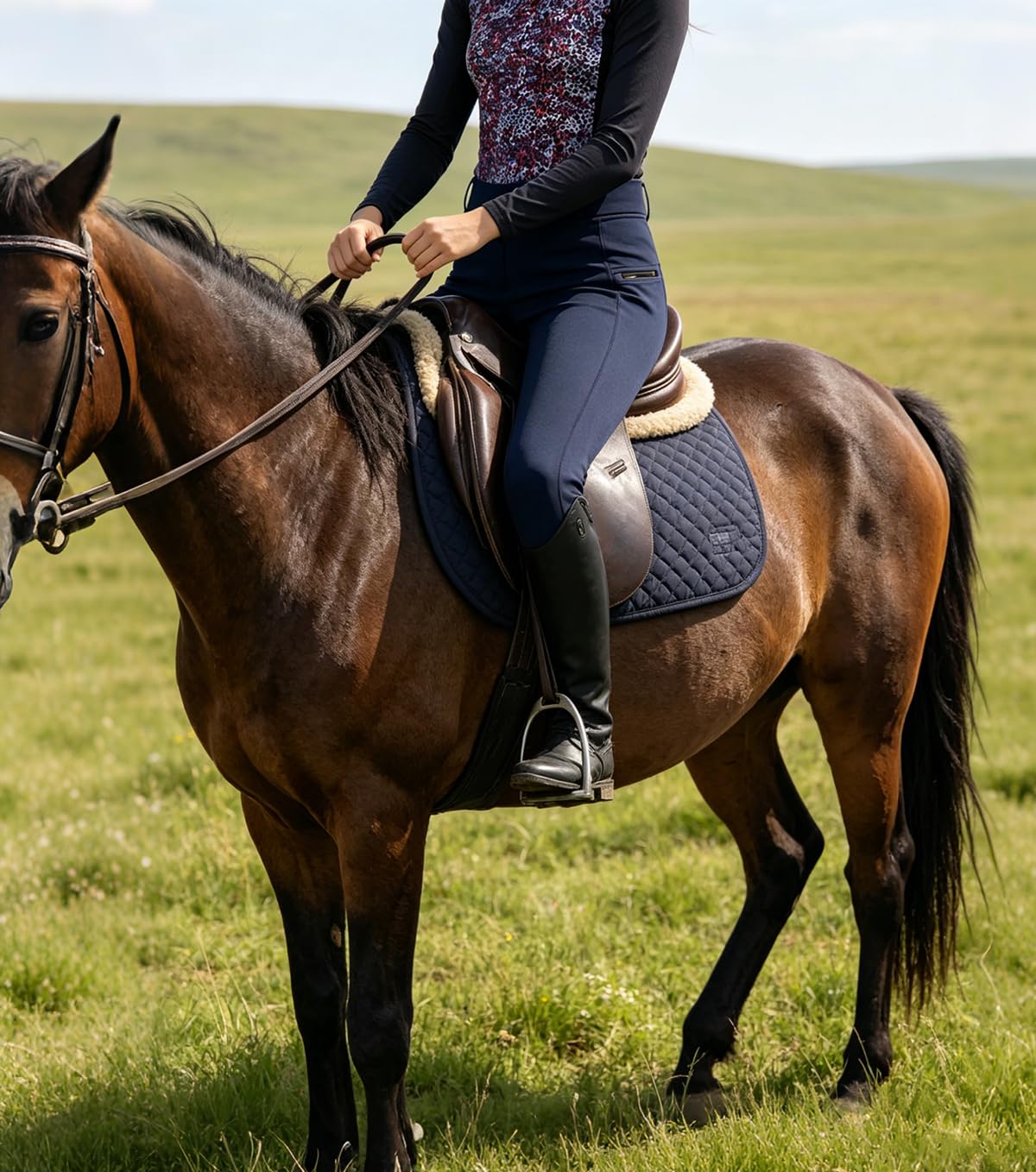 Chesoon Pantalon d'équitation pour femme - Pantalon d'équitation avec poches - Avec empiècements au genou