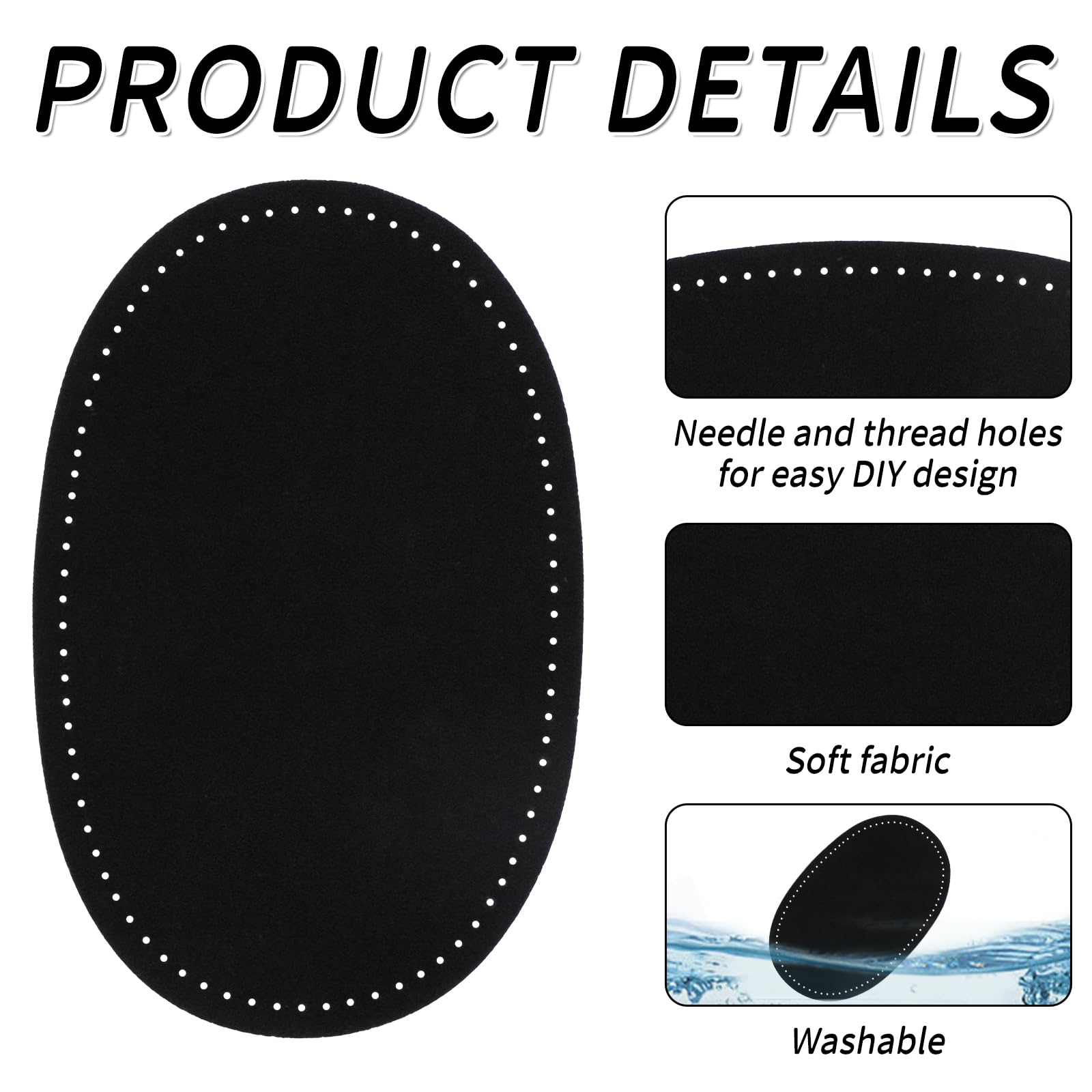 4 Toppe Riparazione In Tessuto Scamosciato, Marroni E Nere, 9x14 Cm, Da Cucire Su Gomiti E Ginocchia