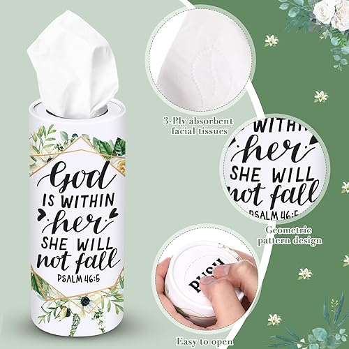 Miniatura 74 de Outus 12 soportes para cilindros de pañuelos de automóvil con 3 capas de pañuelos faciales a granel negro y blanco redondo para pañuelos, cajas