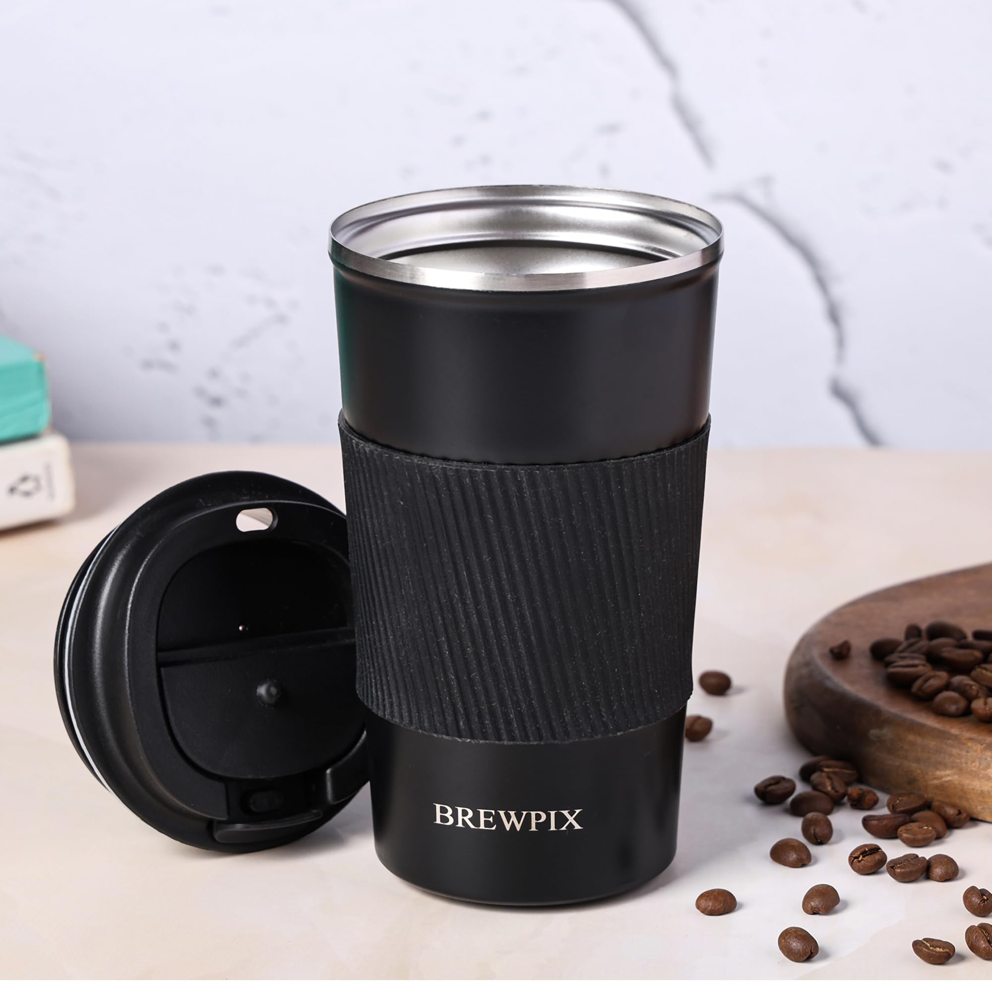 BREWPIX 510 ml Insulated Coffee Cup Tumbler | Coffee Mug with Leakproof Lid for Hot/Cold Beverages | Double Wall Vacuum Insulated Stainless Steel Travel Mug Perfect for Travel, Home & Office (Black) (B0CLLZRCSR) Amazon Price History, Amazon Price Tracker