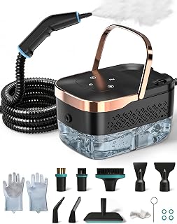 Limpiador a Vapor, Limpiador a Vapor de Mano Multiusos 2500W con 6 Velocidades Ajustables y 8 Tipos de Boquillas, 1250ML Portátil de Alta Presión