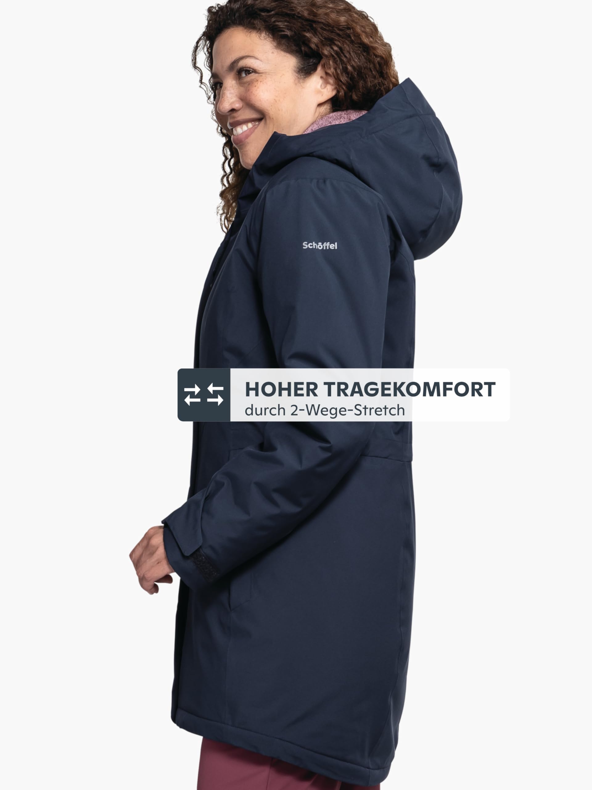 Schöffel Damen Parka Style Froda WMS, atmungsaktiver, wasserdichter Parka mit 2-Wege-Stretch, leichte Outdoorjacke mit verstellbarer Kapuze