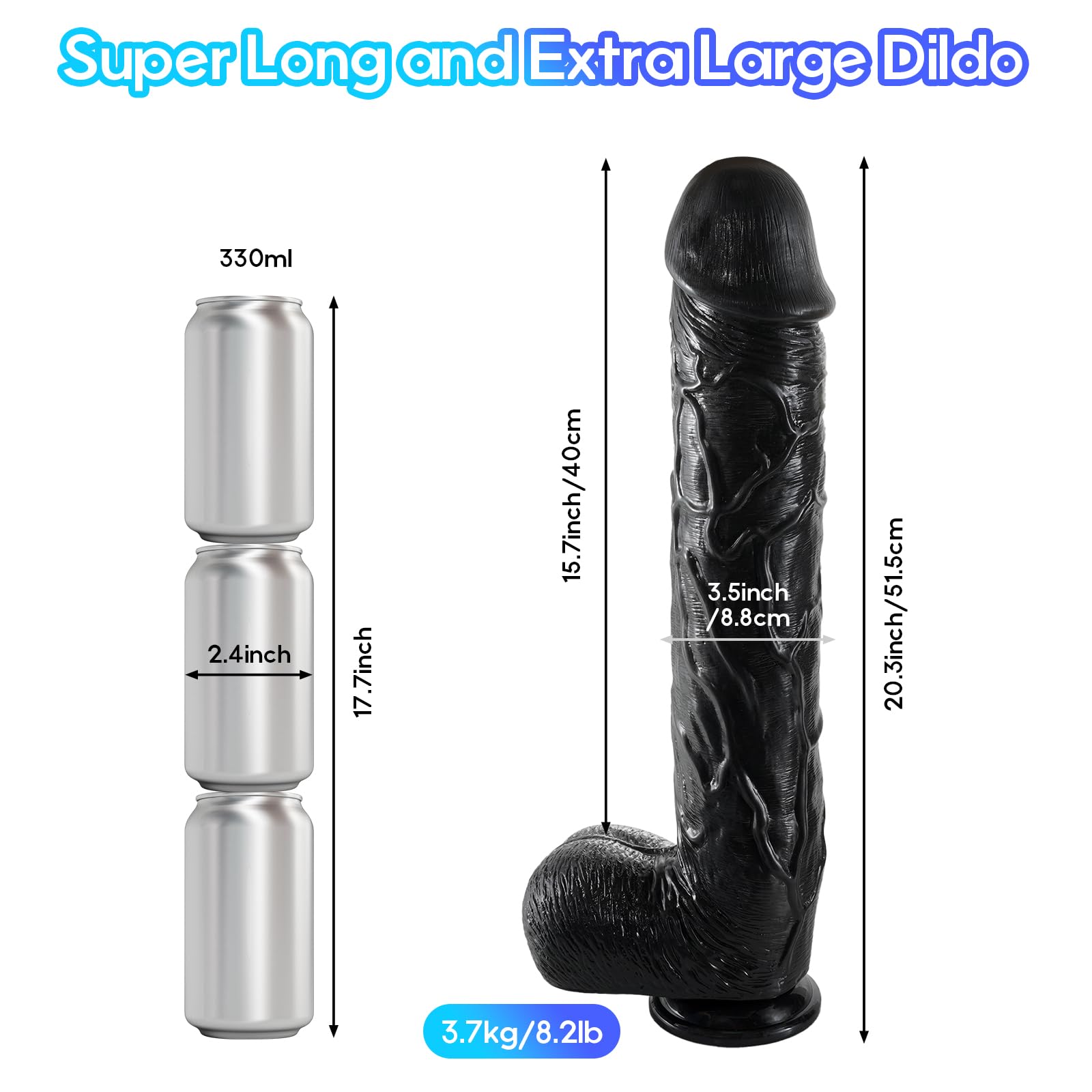 51.5 * 8.8cm Realistischer Dick Dildo, Extra lange Riesen Dildo