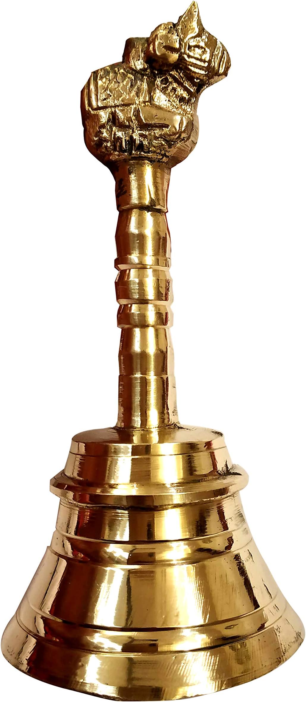 Pooja Bell with Nandi Sitting on top Made of Top Brass - 12 cms high