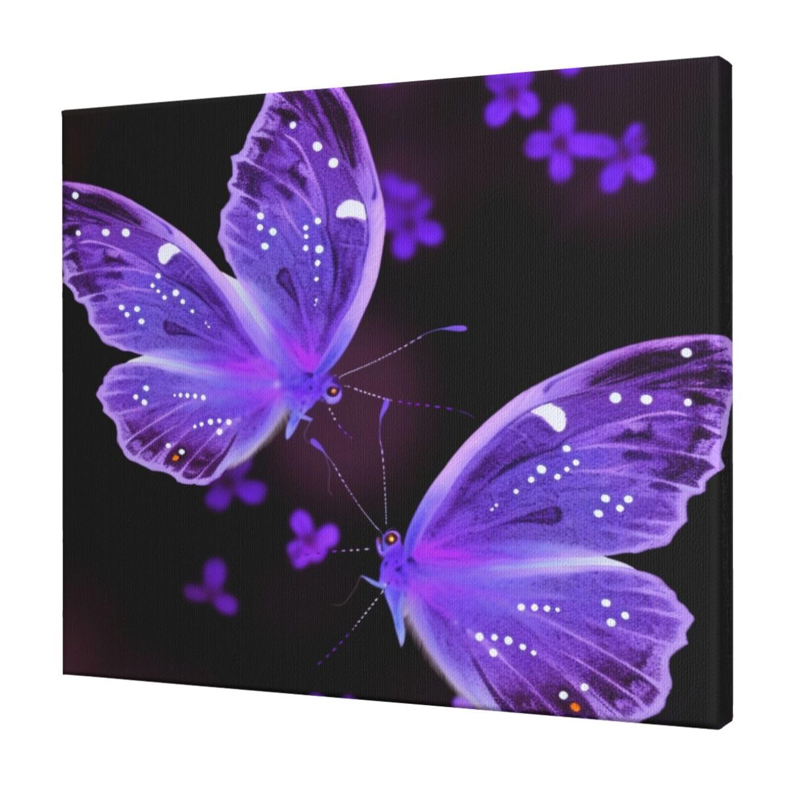 YKLJG Beautiful purple butterfly Printed Wall Art Canvas Prints 60x50 CM Wooden Framed Picture Painting Artwork for Bedroom Kitchen Home Office Decor