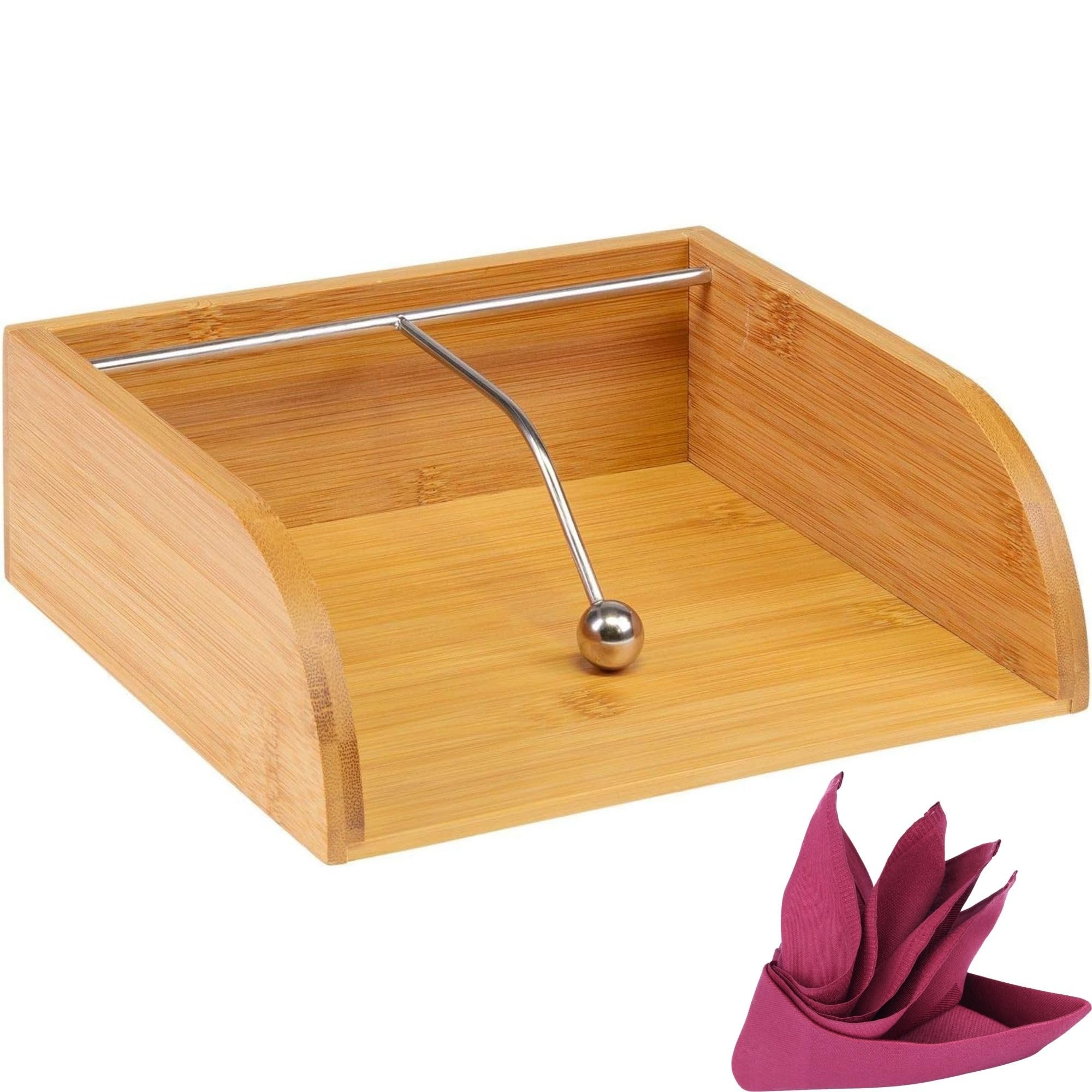 Westmark Servilletero/dispensador, con peso de acero inoxidable, Para servilletas de 33 x 33 cm - 1/4 de pliegue, Bambú/acero inoxidable, Tapas + Friends, Marrón claro/plata, 69942270