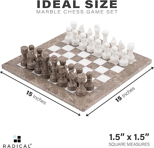 Miniatura 4 de Radicaln Juego de ajedrez de mármol de 15 pulgadas hecho a mano gris oceánico y blanco clásico juego de mesa para adultos, tableros de ajedrez de
