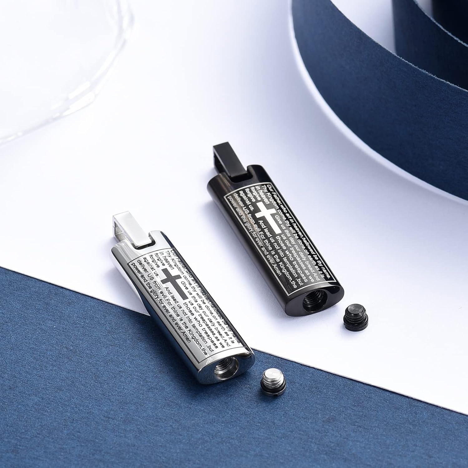 constantlife Cremation Necklace Cremation Jewelry 30mm Lord's Prayer Stainless Steel Polished Cube Cremation Pendant Memorial Ashes Keepsake Urn Necklace - Image 5